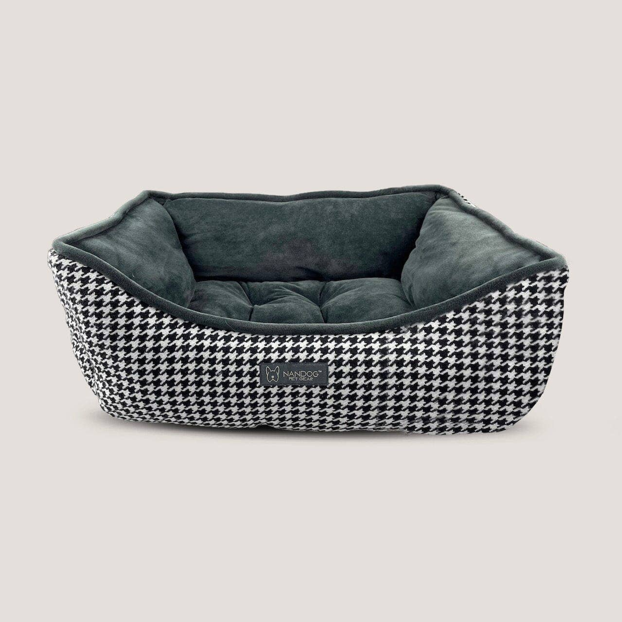 NANDOG Houndstooth Micro Plush Reversible Pet Bed Image 1