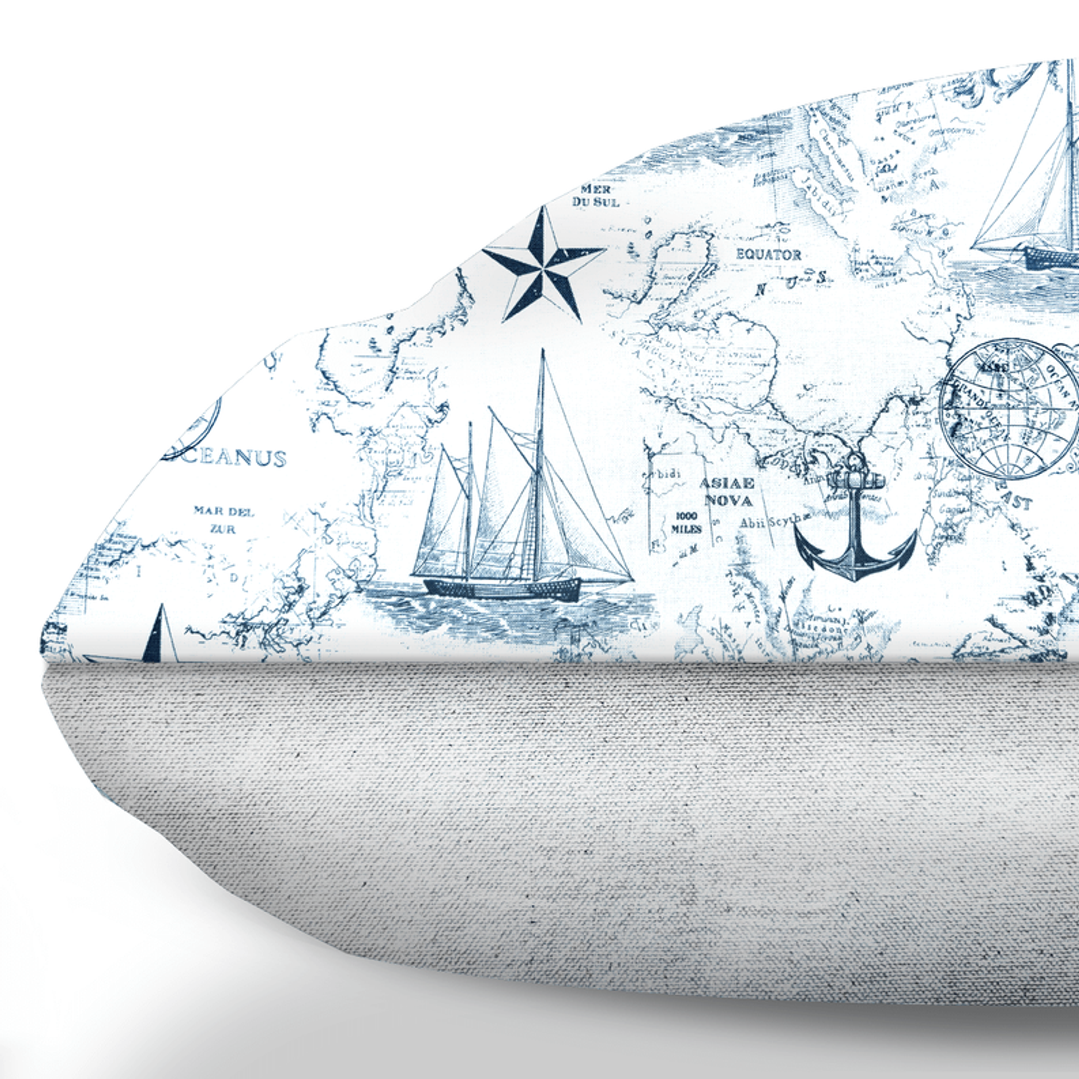 Carta Marina Light Vintage Nautical Toile Dog Cushion Image 1