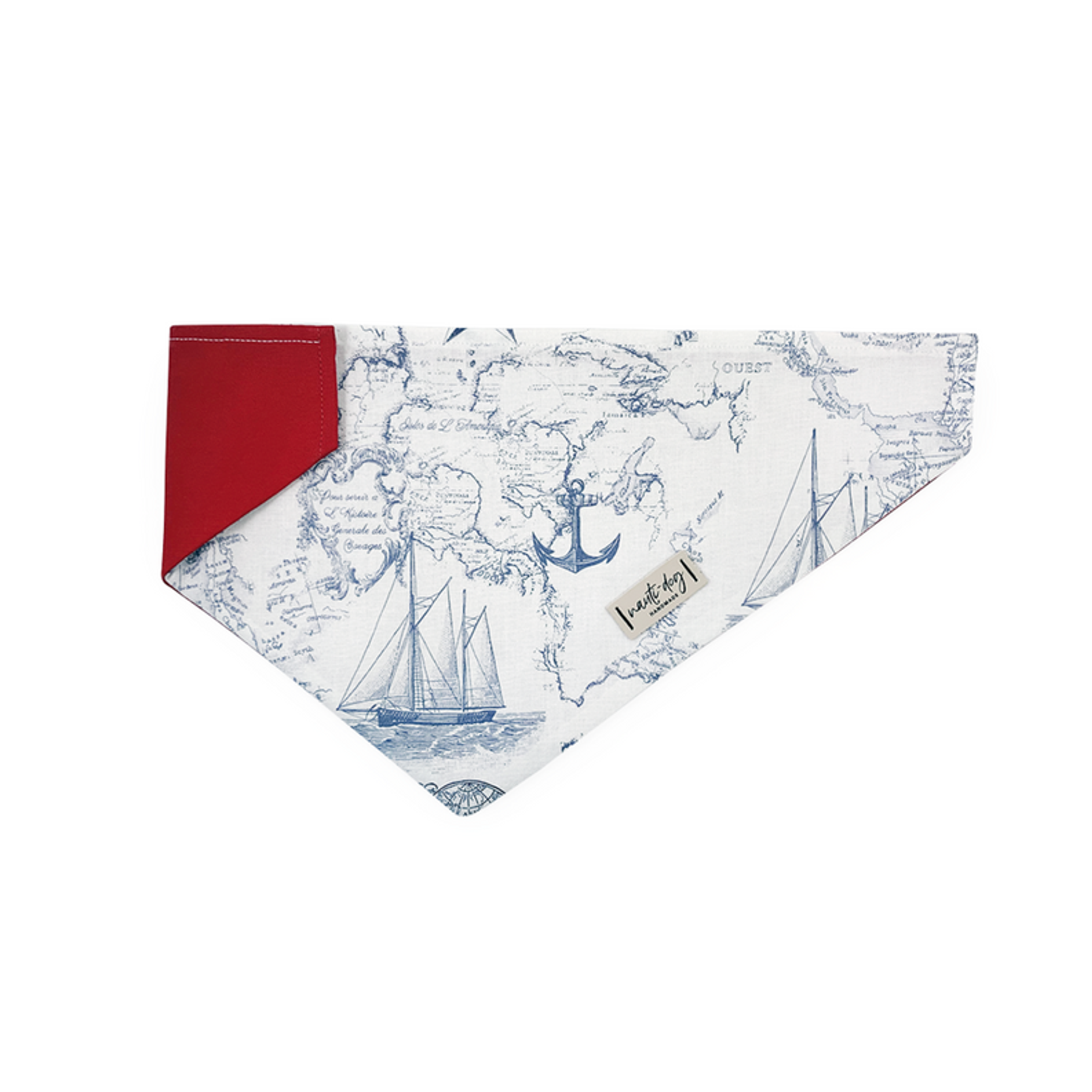 Carta Marina Light Vintage Nautical Toile Over-the-collar Dog Bandana Image 1