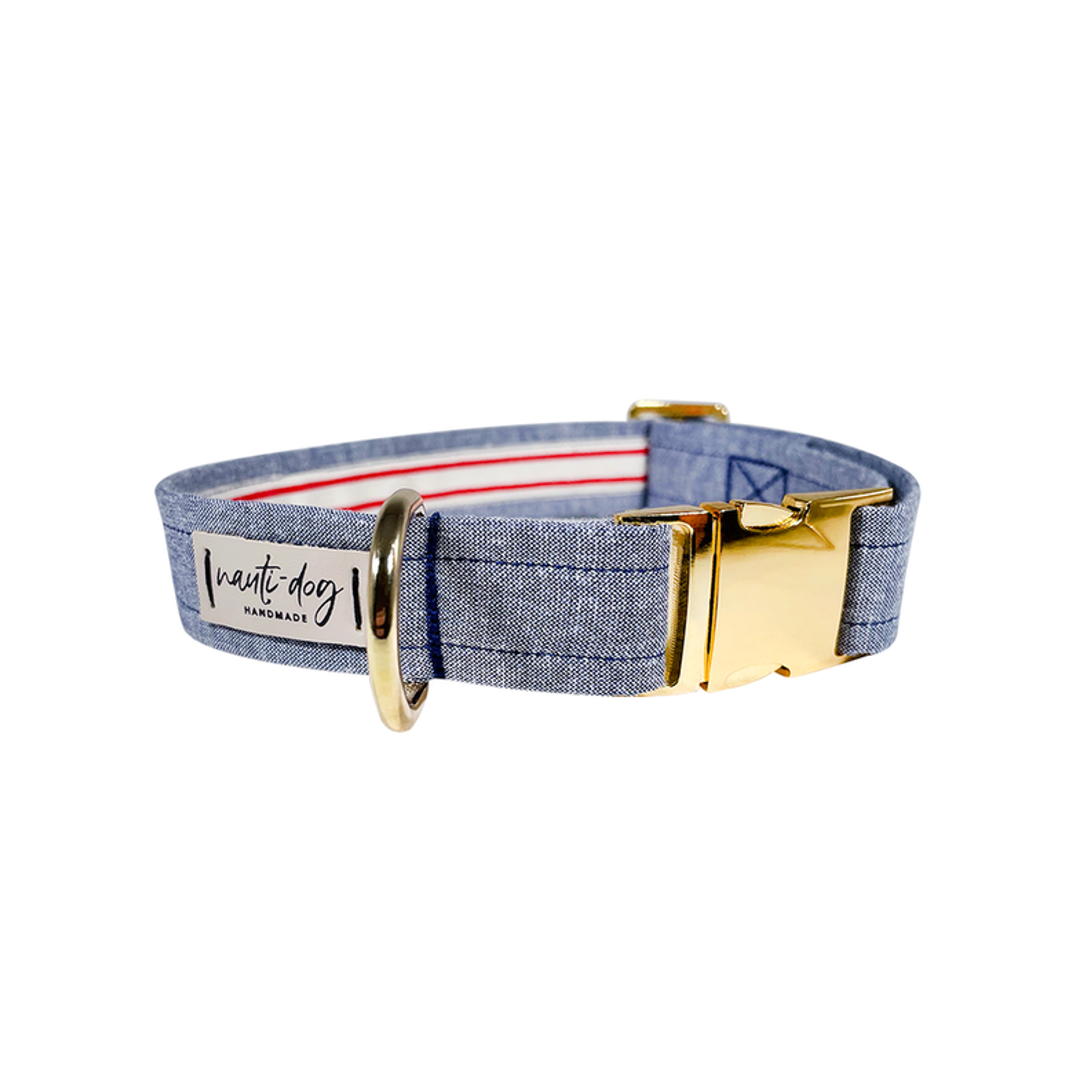 Chambray Classic Oxford Buckle & Martingale Dog Collar Image 1