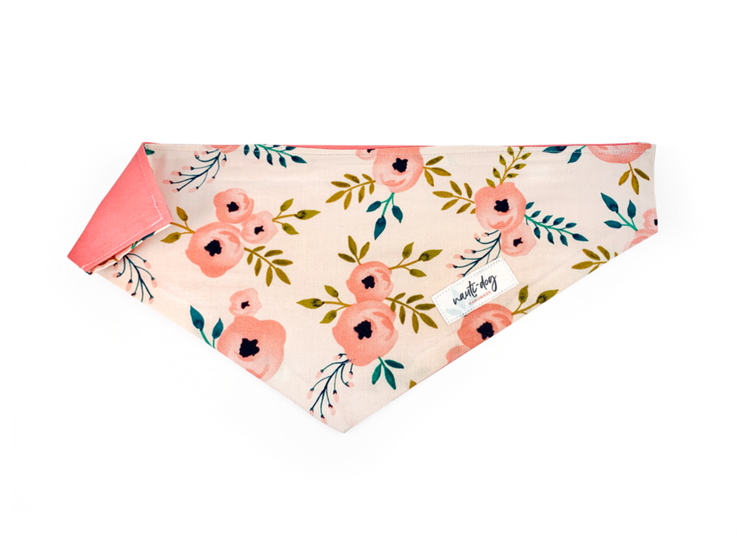 Charleston Blush Floral Tea Rose Over-the-collar Dog Bandana Image 1