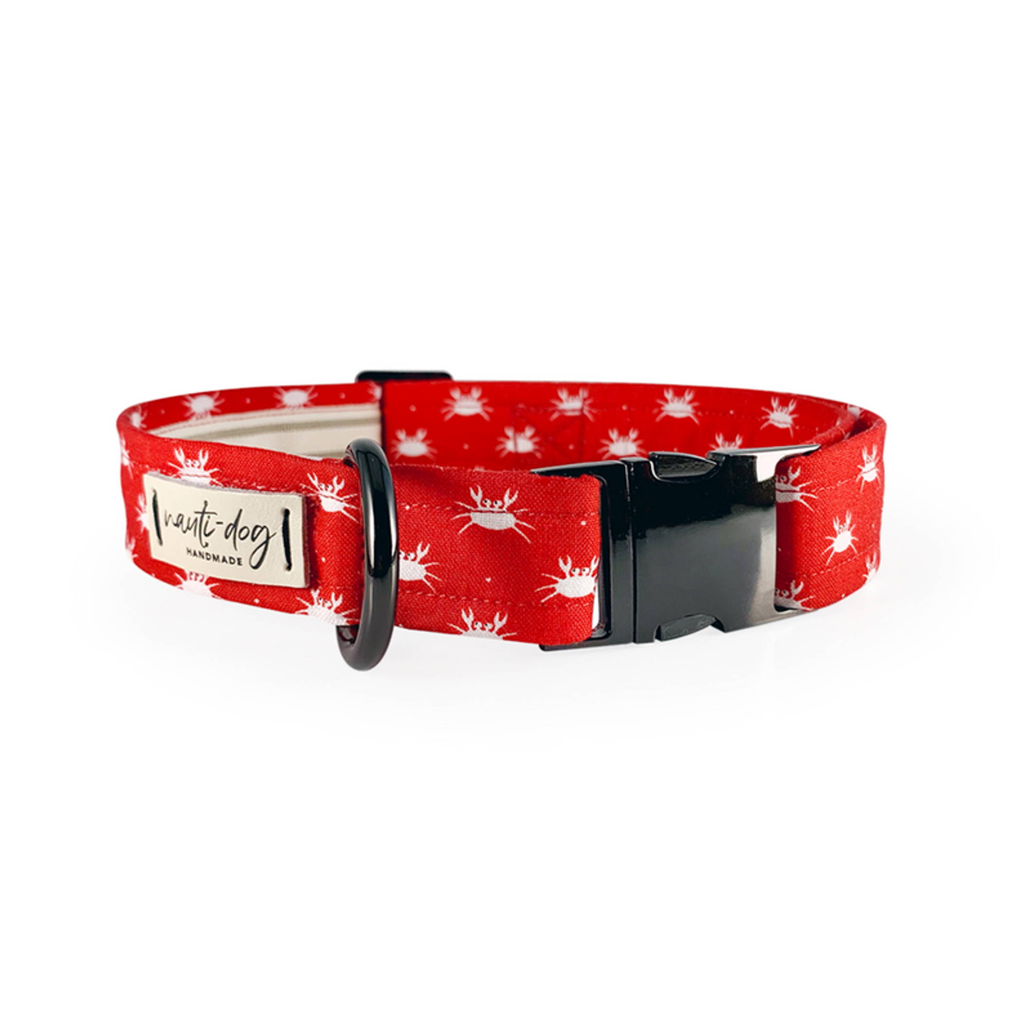 Crabby Red Maryland Crab Coastal Buckle & Martingale Dog Collar Image 1