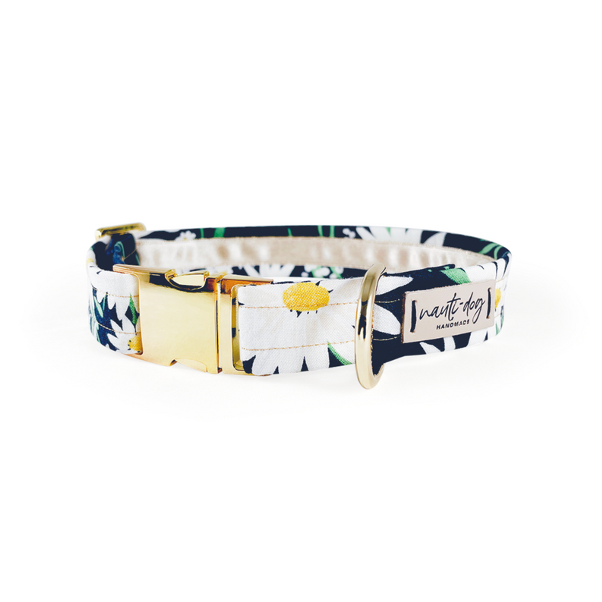 Daisy Summer Navy Floral Buckle & Martingale Dog Collar Image 1
