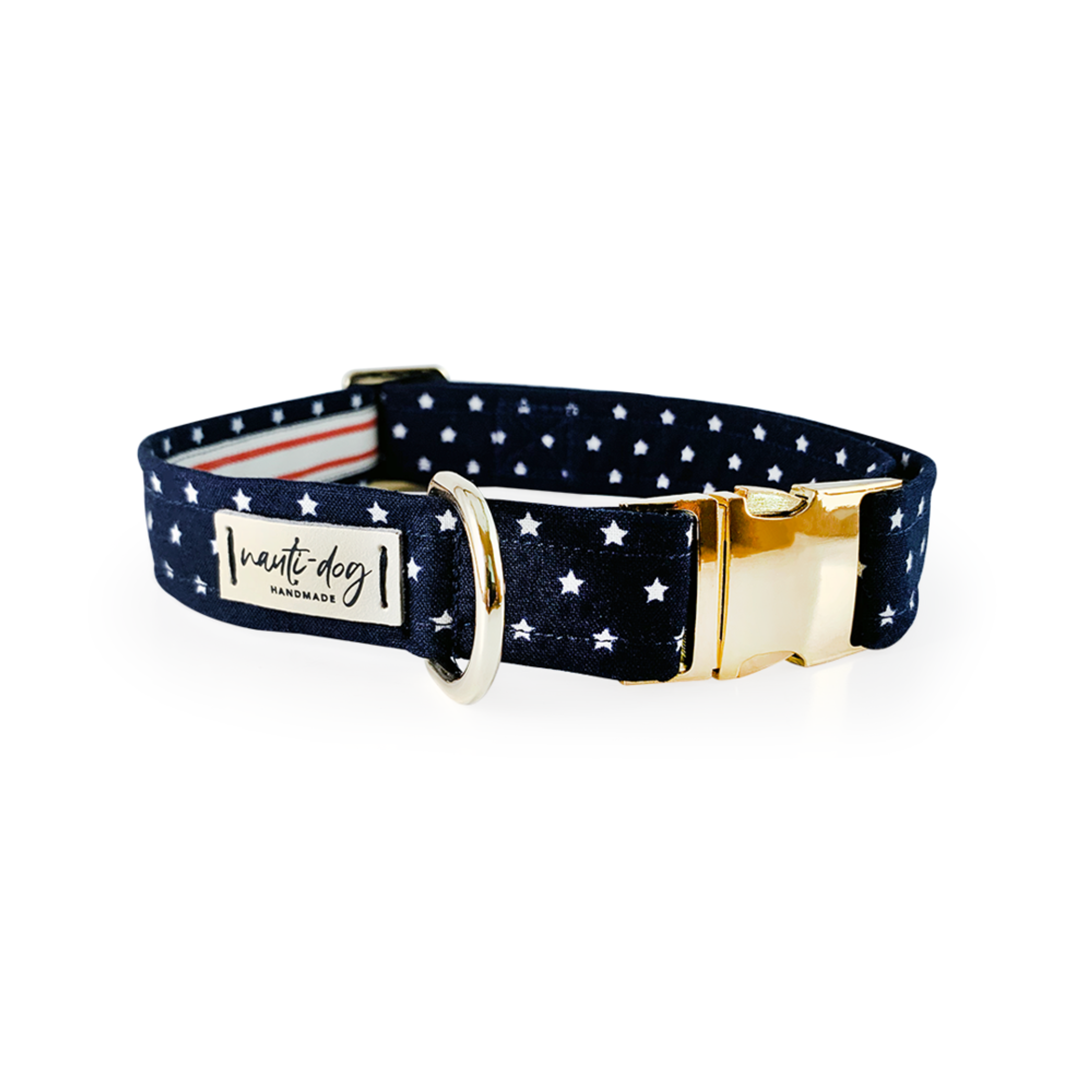 Independence Patriotic American Star Navy Buckle & Martingale Dog Collar Image 1