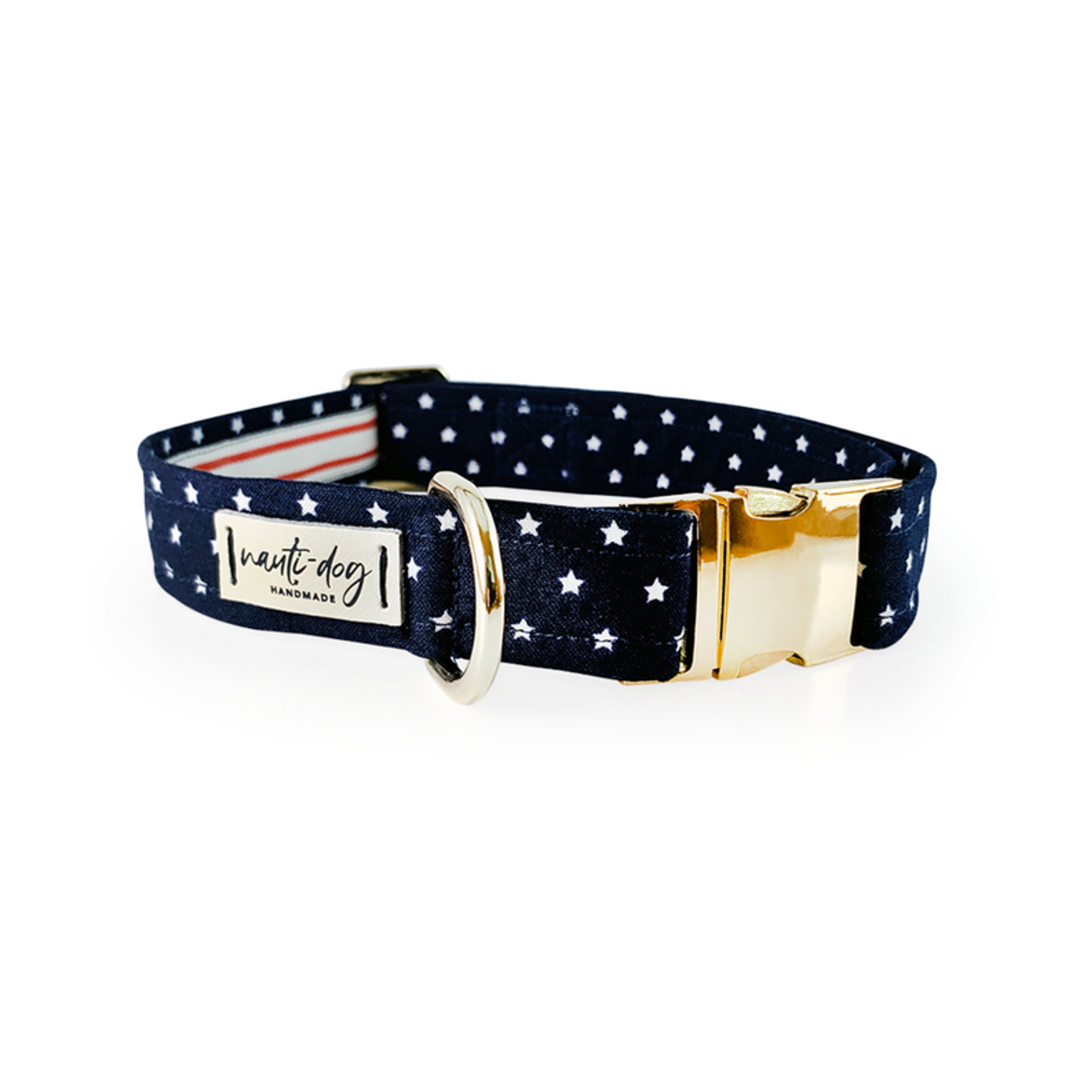 Independence Patriotic American Star Navy Buckle & Martingale Dog Collar Image 1