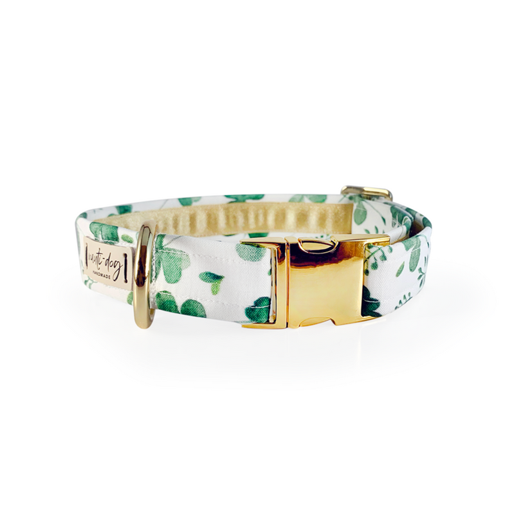 Lucky Irish Four Leaf Clover St. Paddy's Day Shamrock Buckle & Martingale Dog Collar Image 1