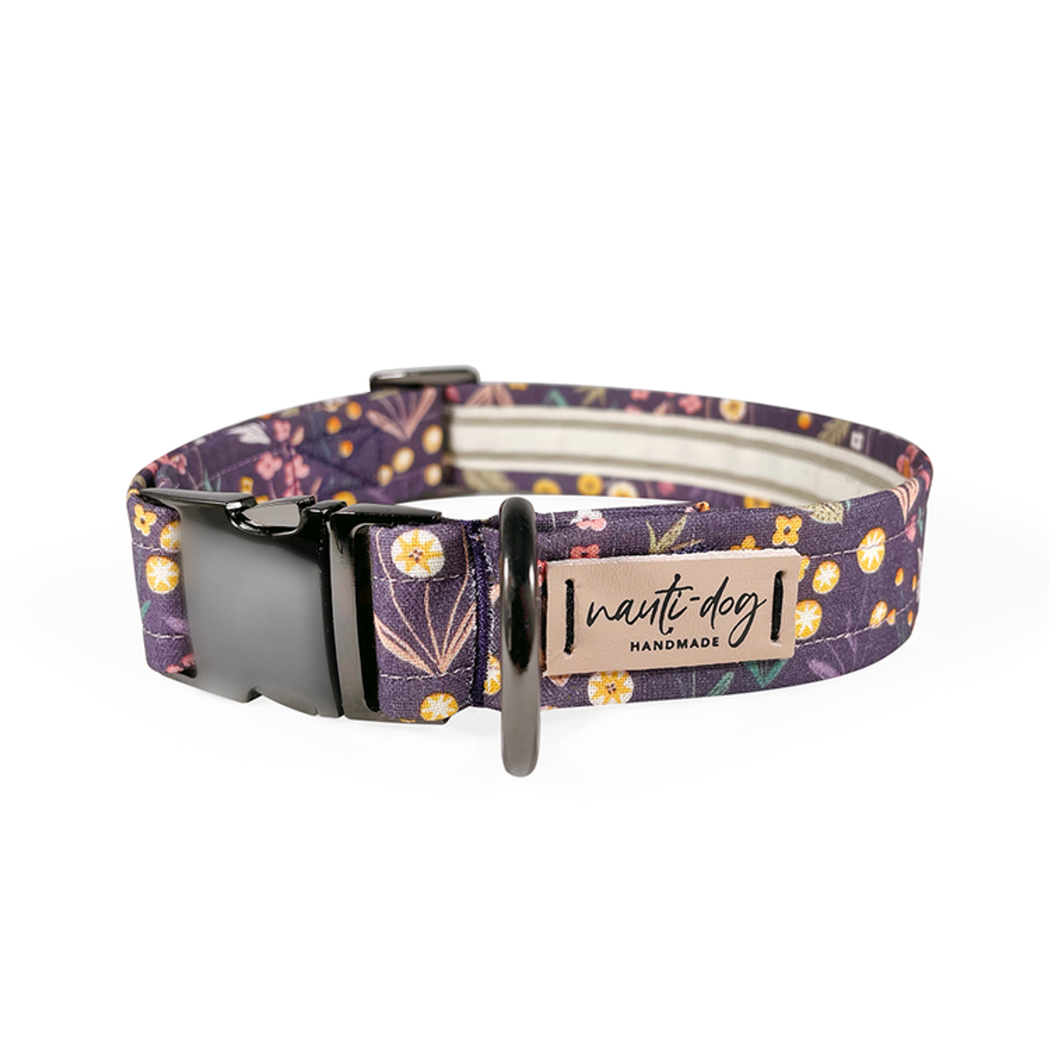 Meadow Plum Floral Buckle & Martingale Dog Collar Image 1