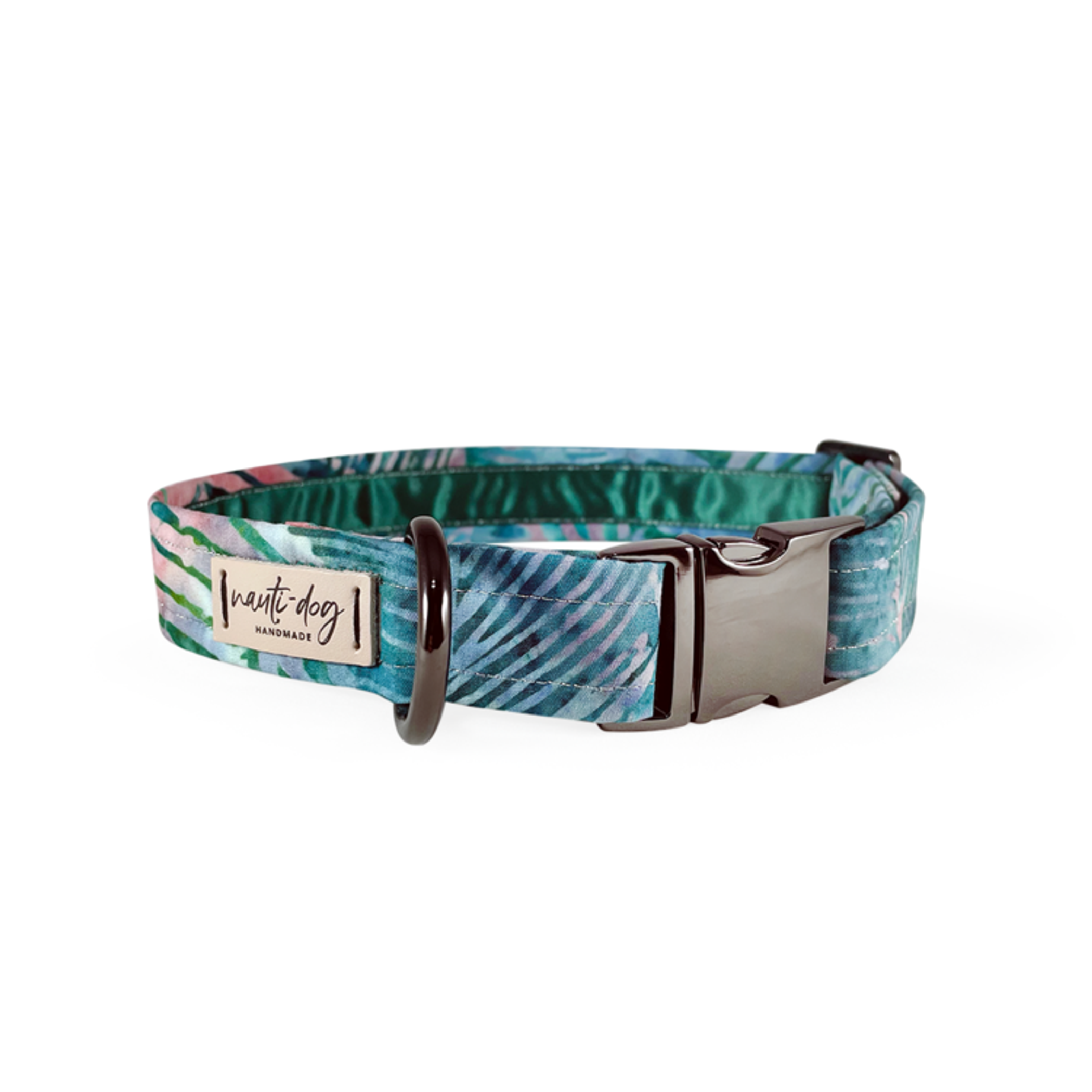 Palmetto Hand-dyed Watercolor Palm Leaf Buckle & Martingale Dog Collar Image 1
