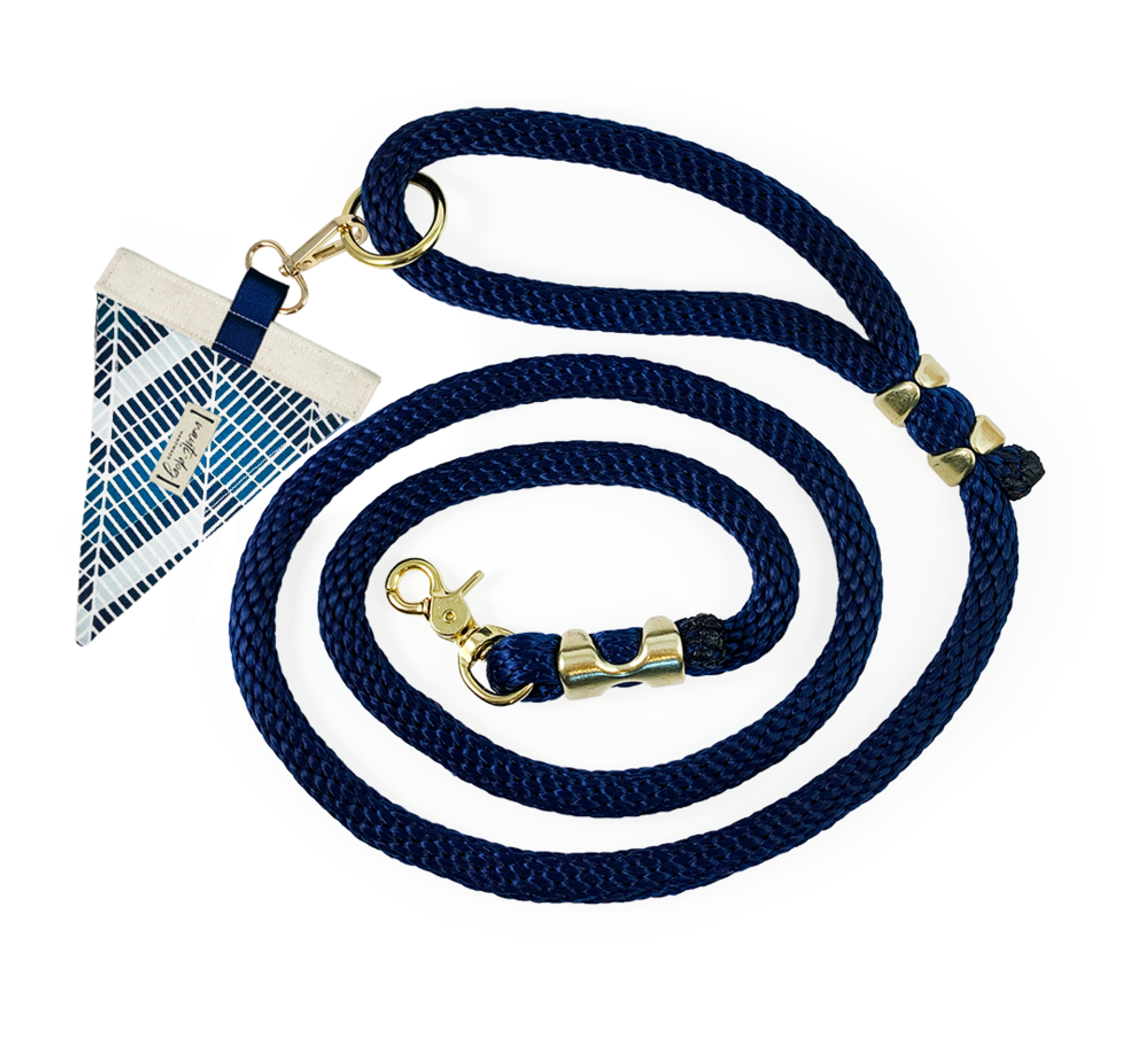 Cabana Mod Geometric Teal & Navy Premium Rope Dog Leash Image 1