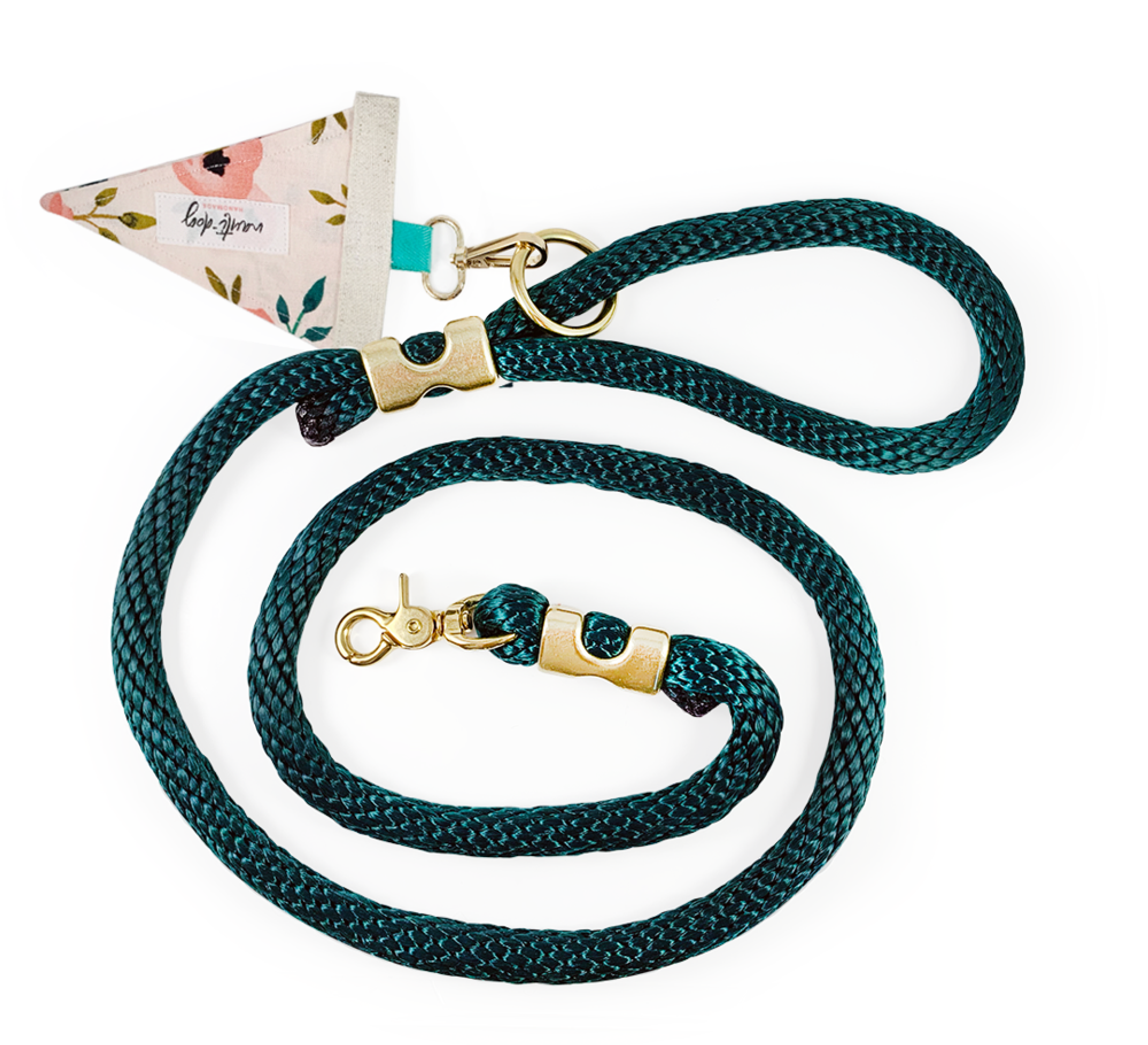 Charleston Blush Floral Tea Rose Premium Rope Dog Leash Image 1