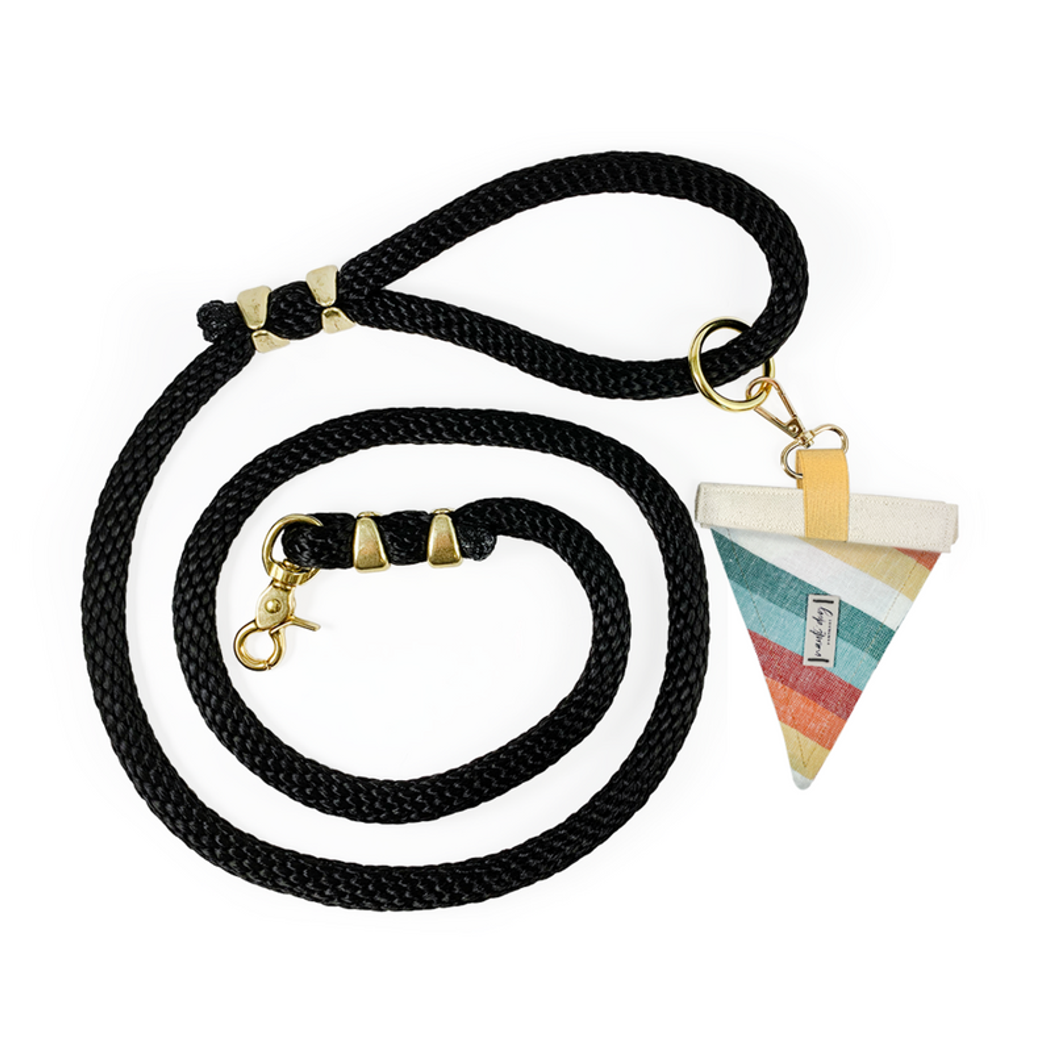 Sunset Retro-mod Stripe Premium Rope Dog Leash Image 1