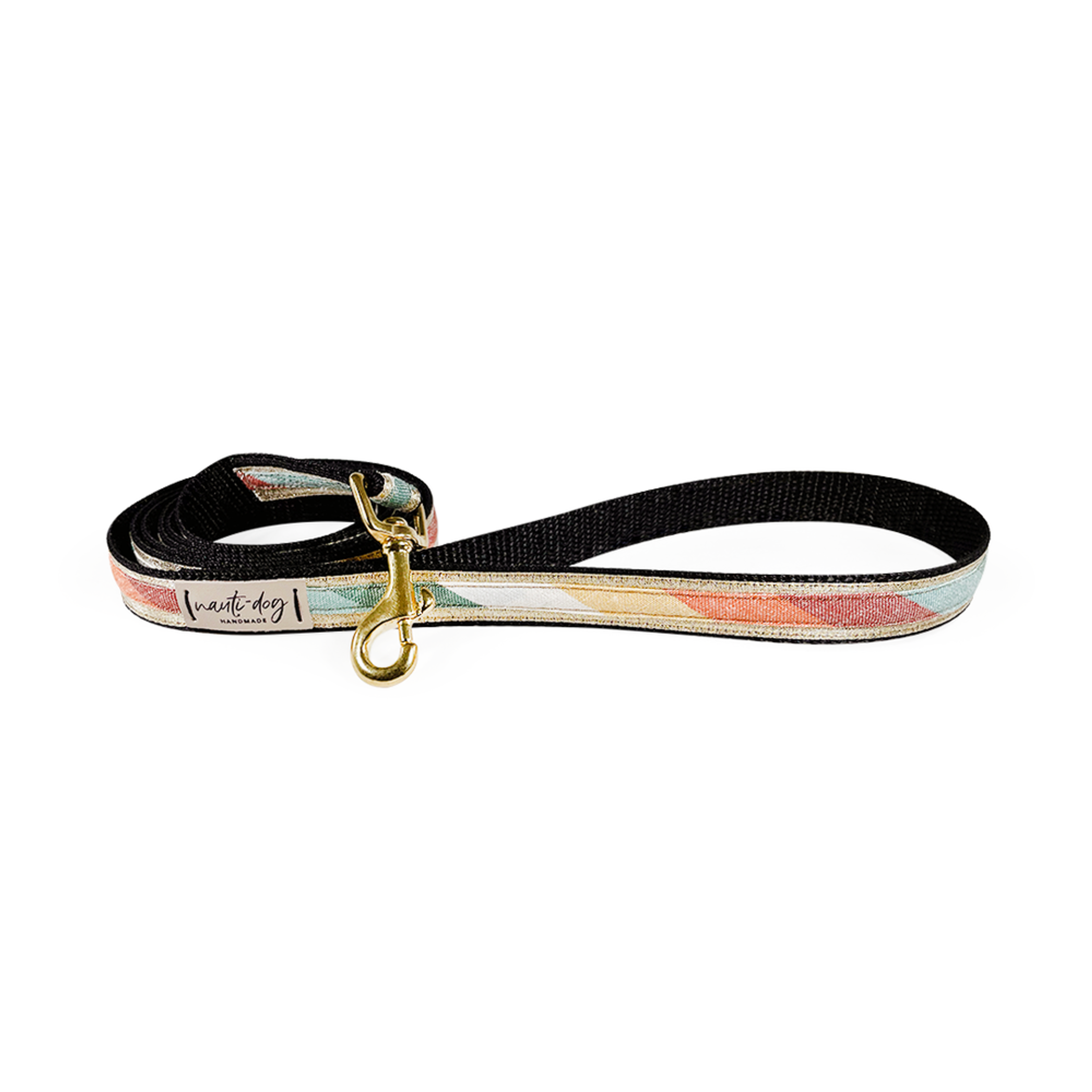 Sunset Retro-Mod Stripe Ribbon Dog Leash Image 1