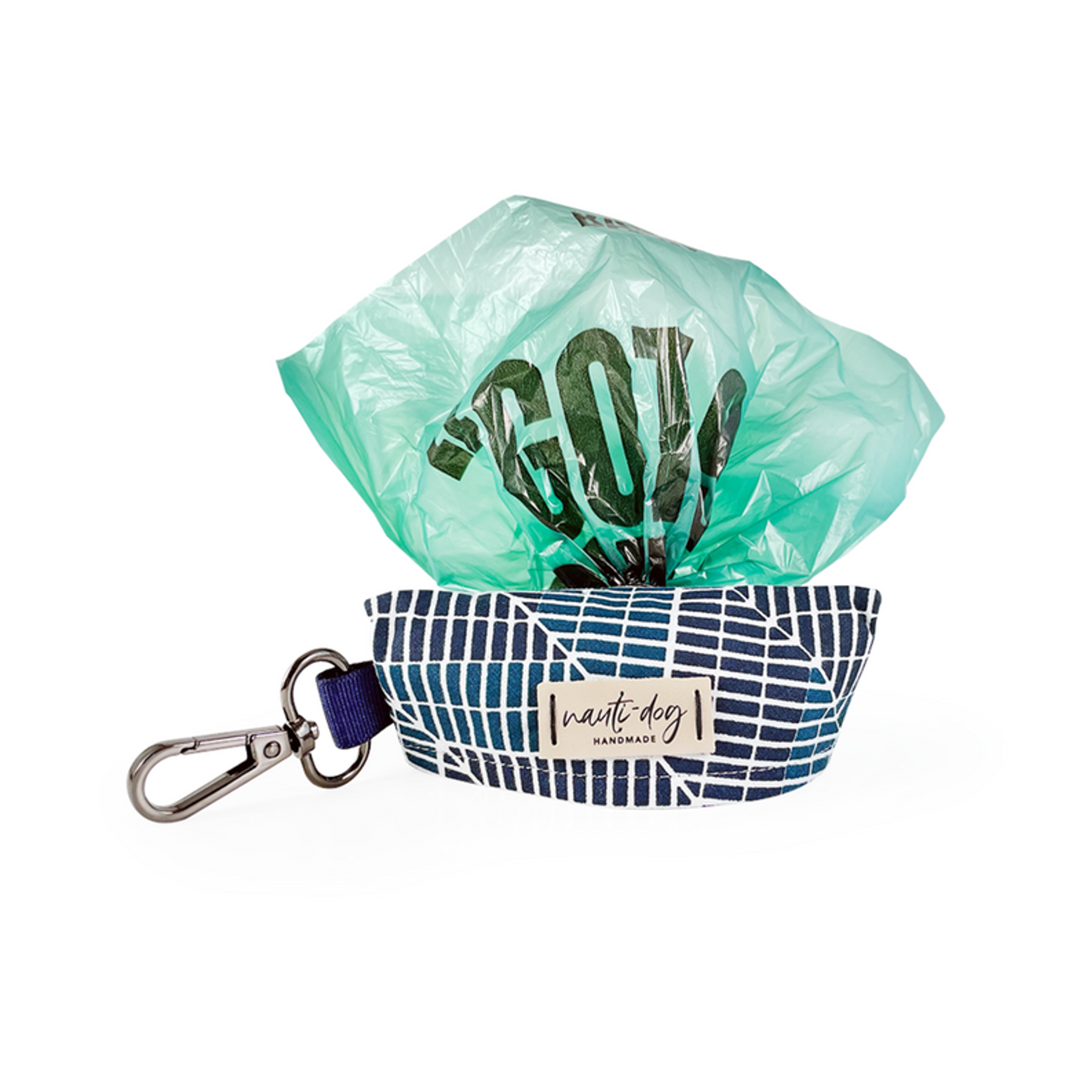 Cabana Mod Geometric Teal & Navy Dog Waste Poop Bag Dispenser Image 1