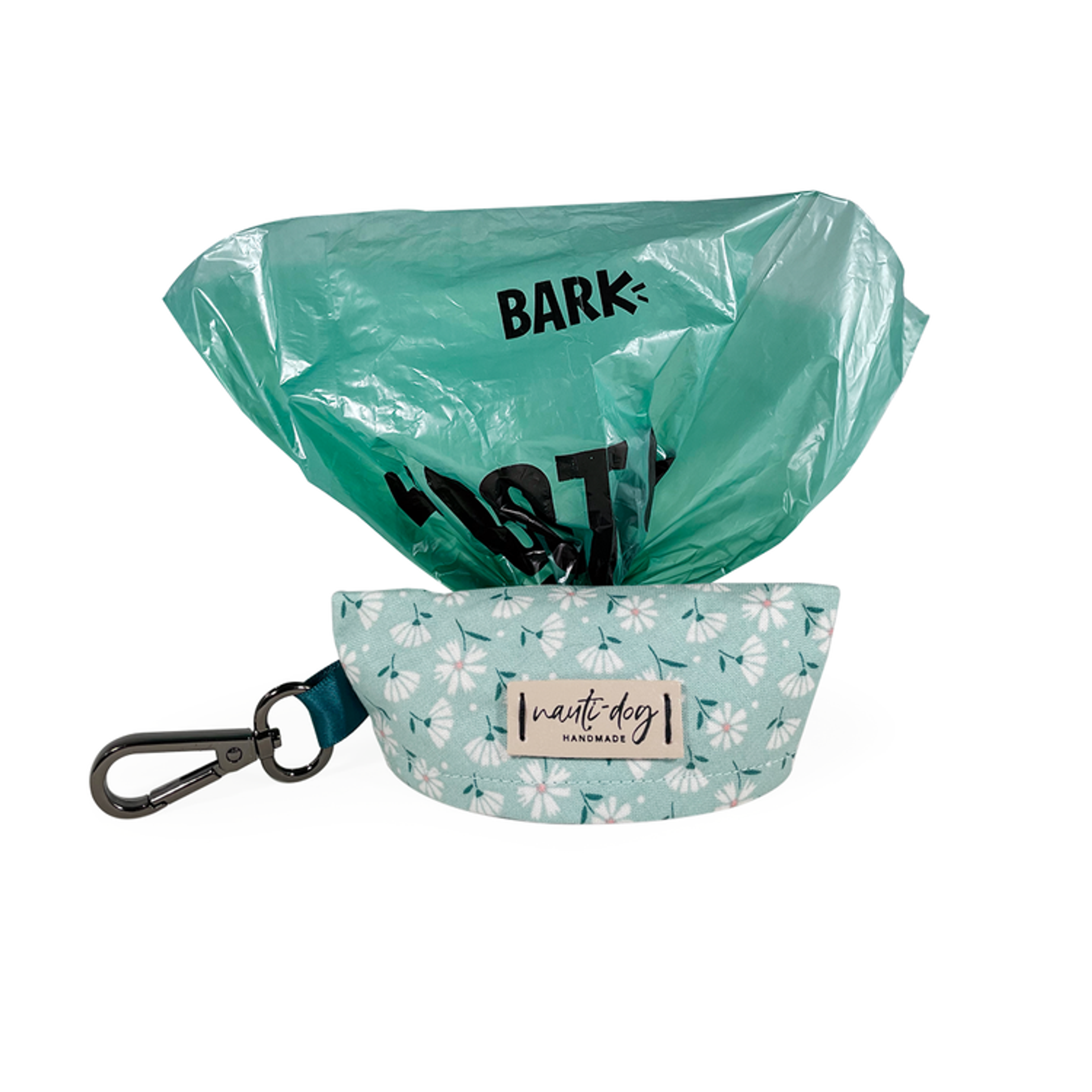 Paperwhite Sea Glass Green Daisy Floral Dog Waste Poop Bag Dispenser Image 1