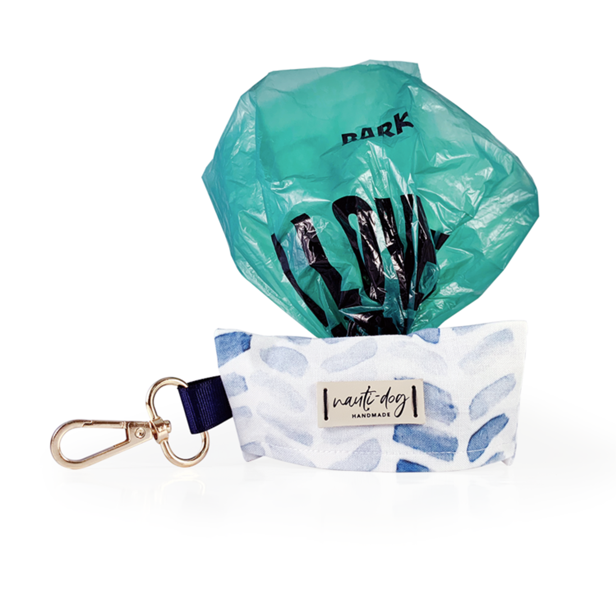 Raindrop Spring Watercolor Blue Herringbone Waste Dog Poop Bag Dispenser Image 1