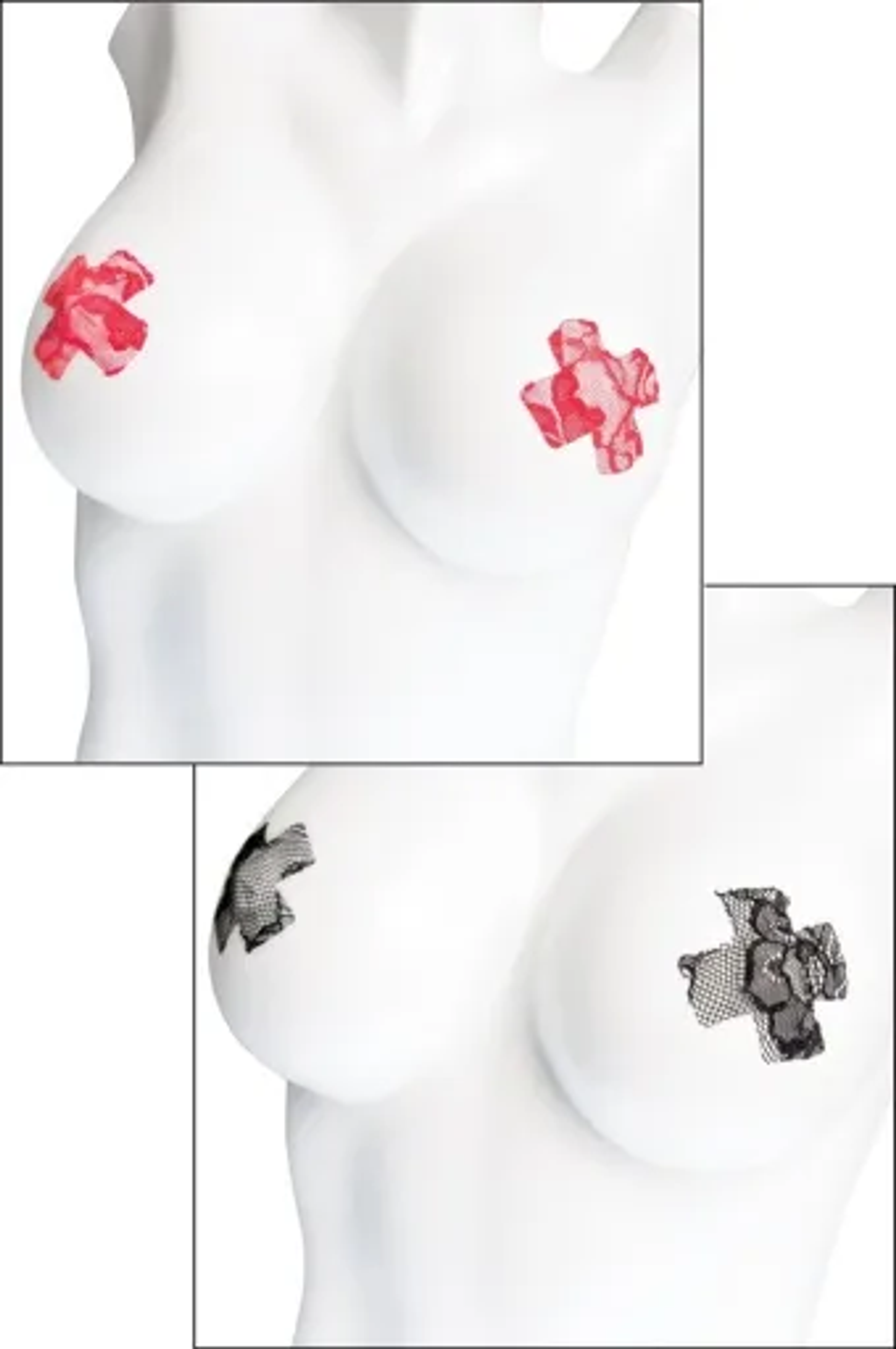 Coquette Lace Cross Pasties Set | Red & Black