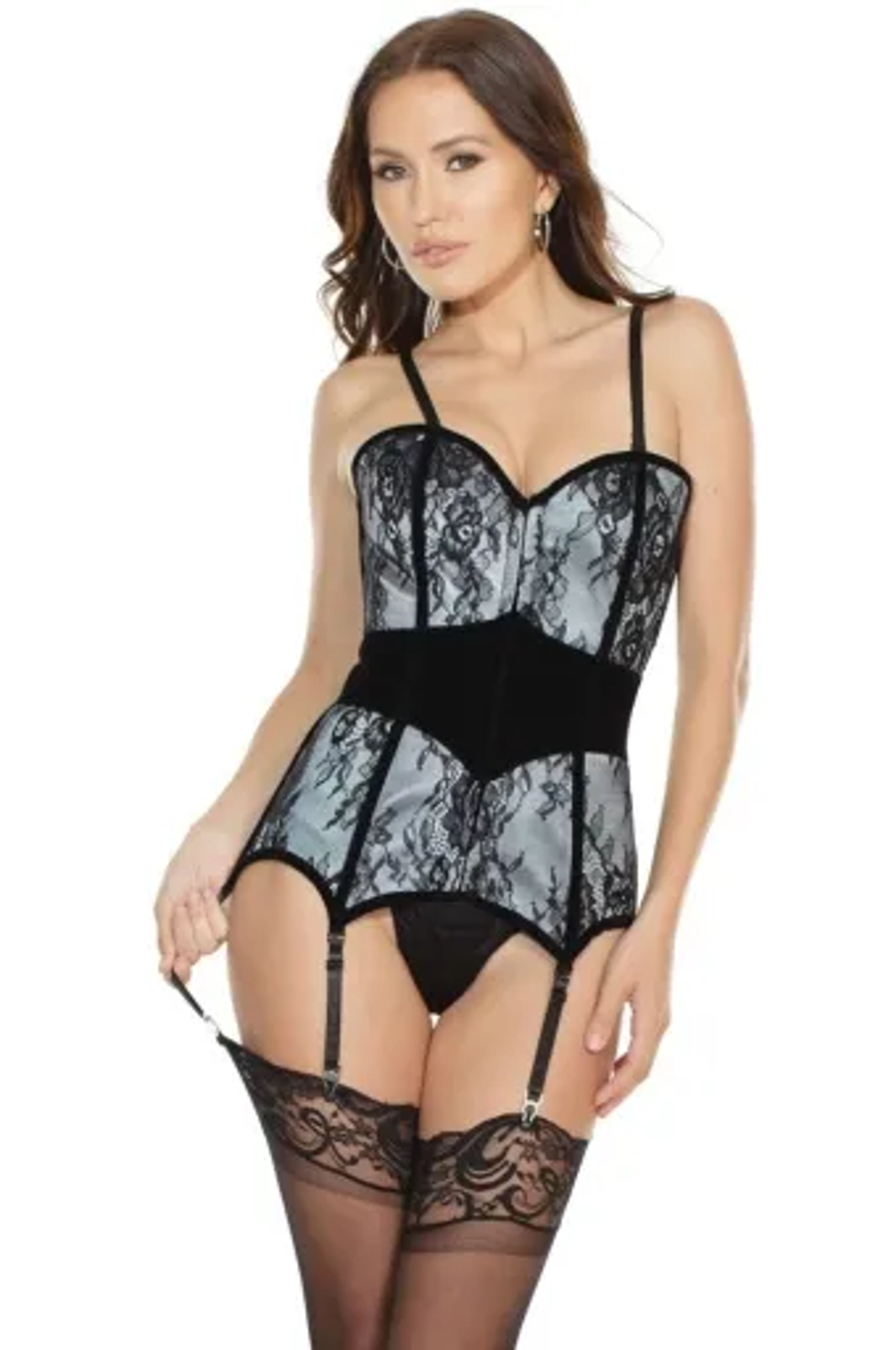 Coquette Metal Boned Corset in Black