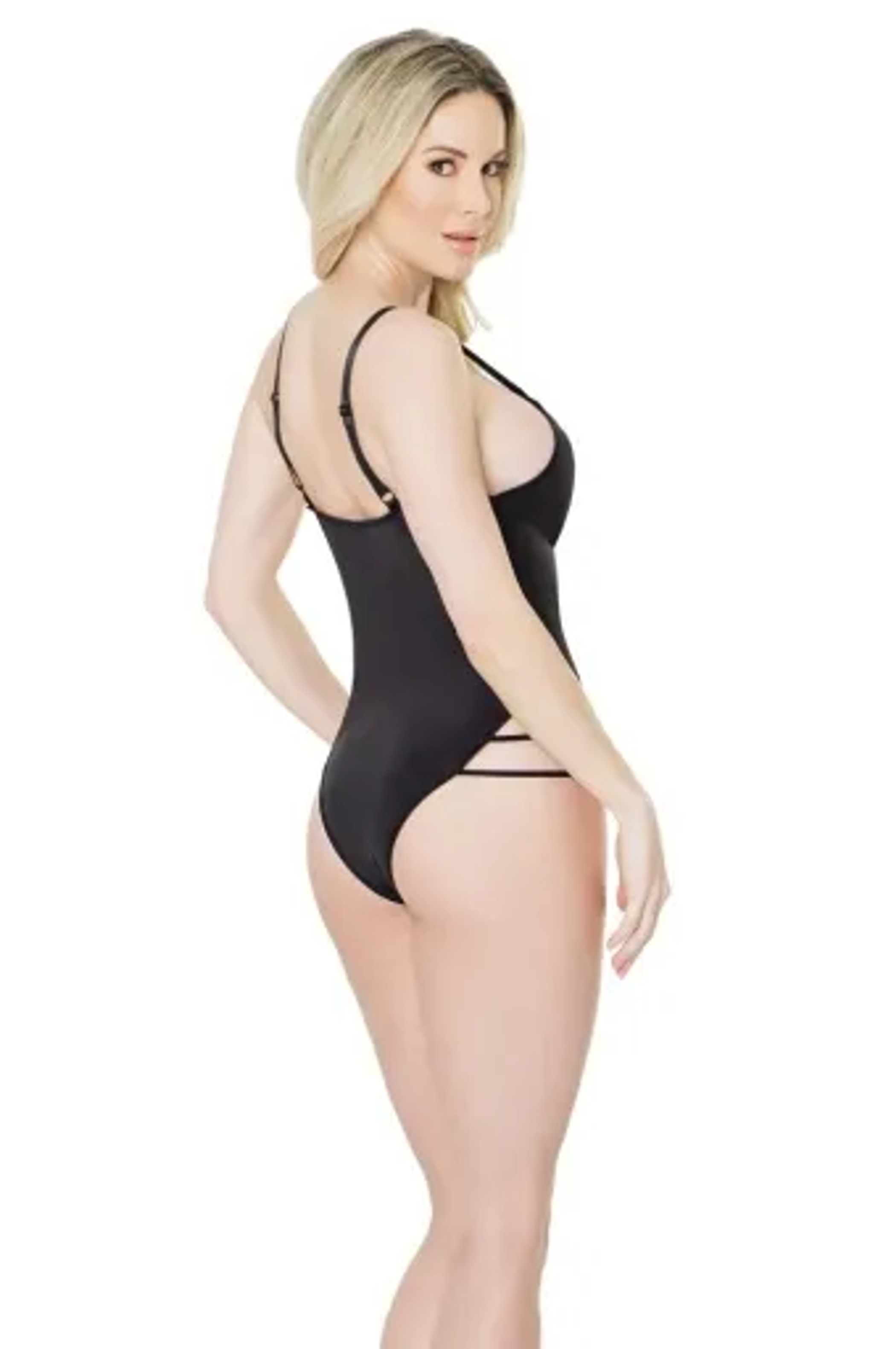 Coquette Microfiber High Cut Teddy with Strappy Elastic Detailing