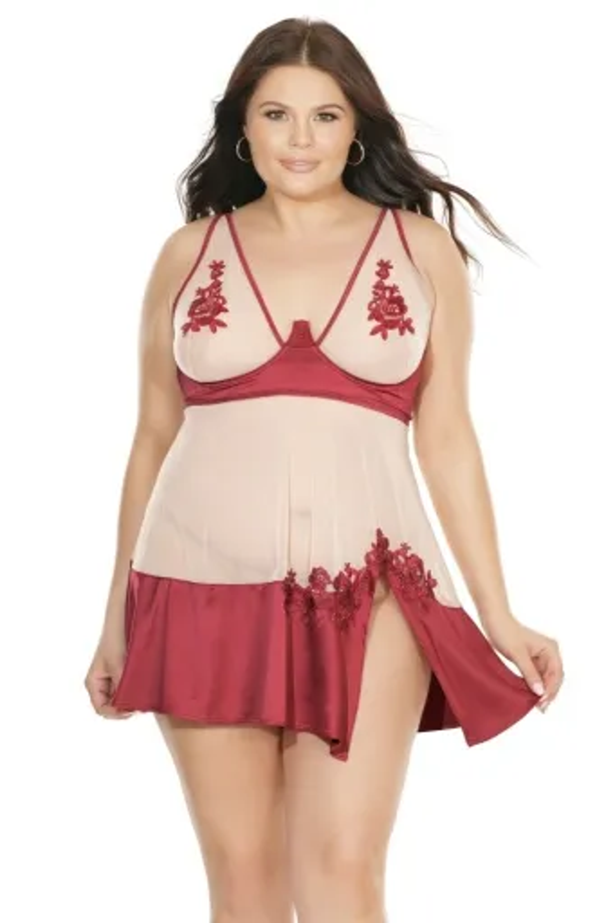 Coquette Diva Babydoll and G-String Set in Merlot
