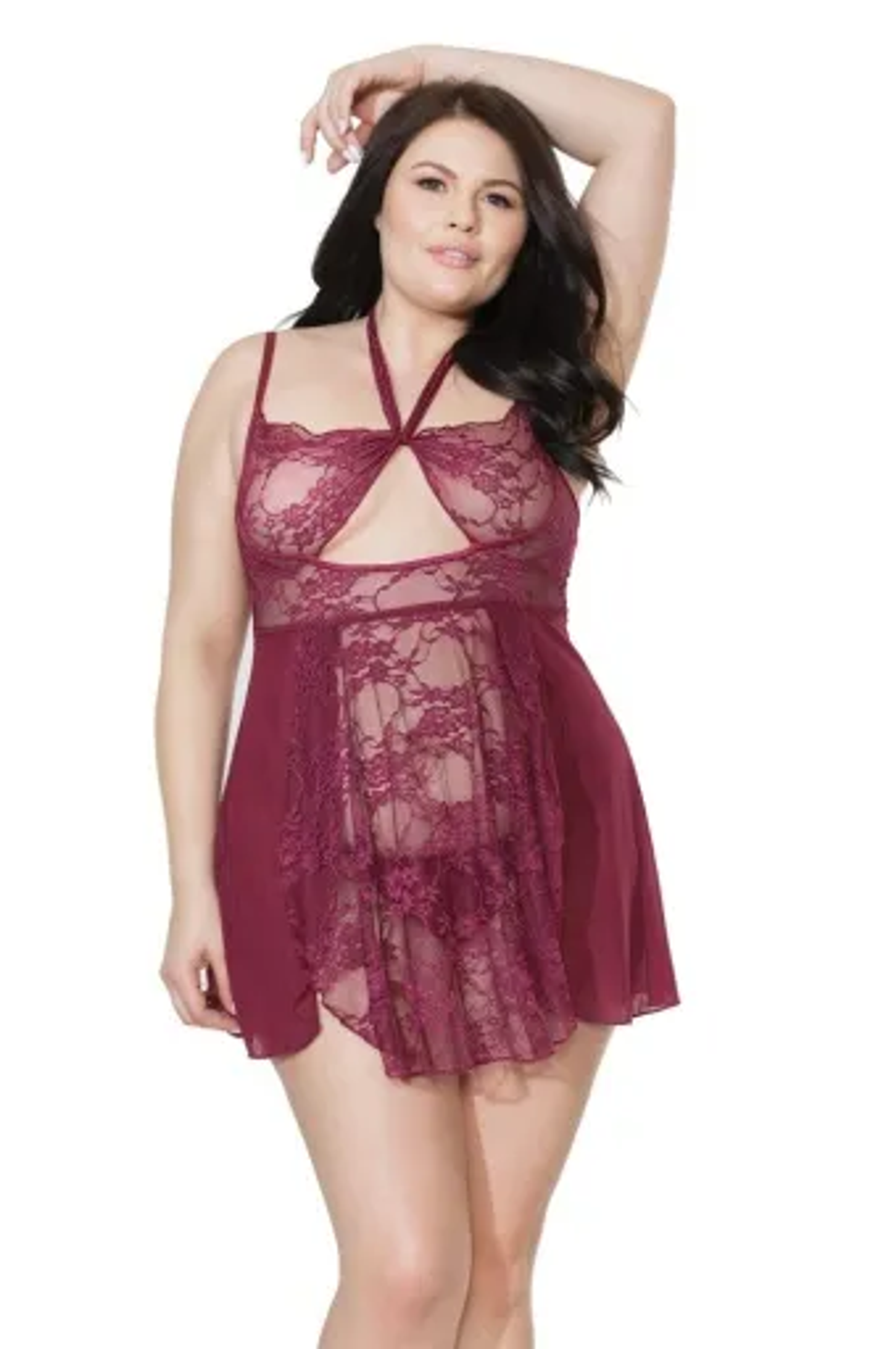 Coquette Lace Babydoll - Merlot