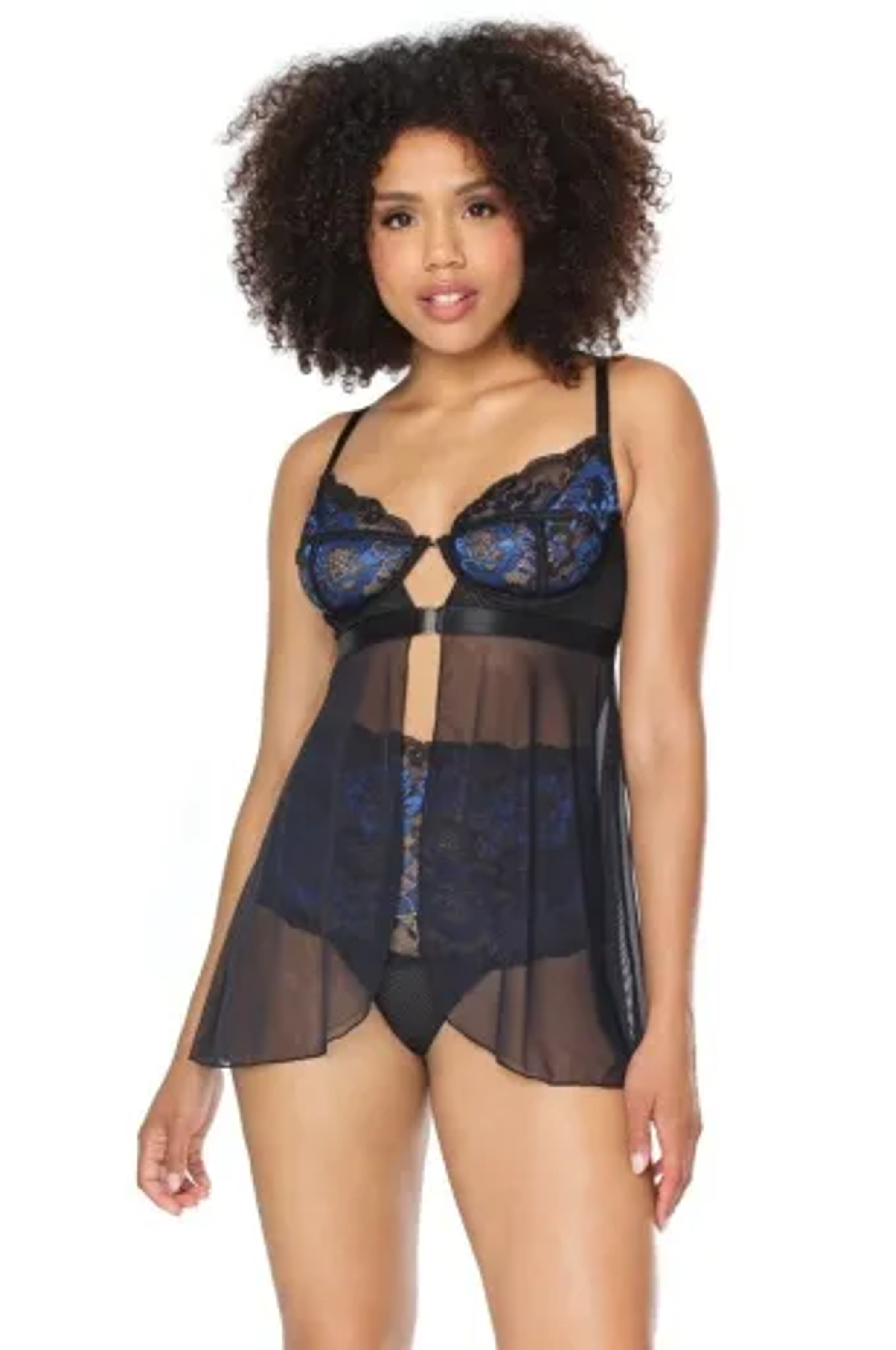 Coquette Babydoll & High-Waisted Panty Set in Black