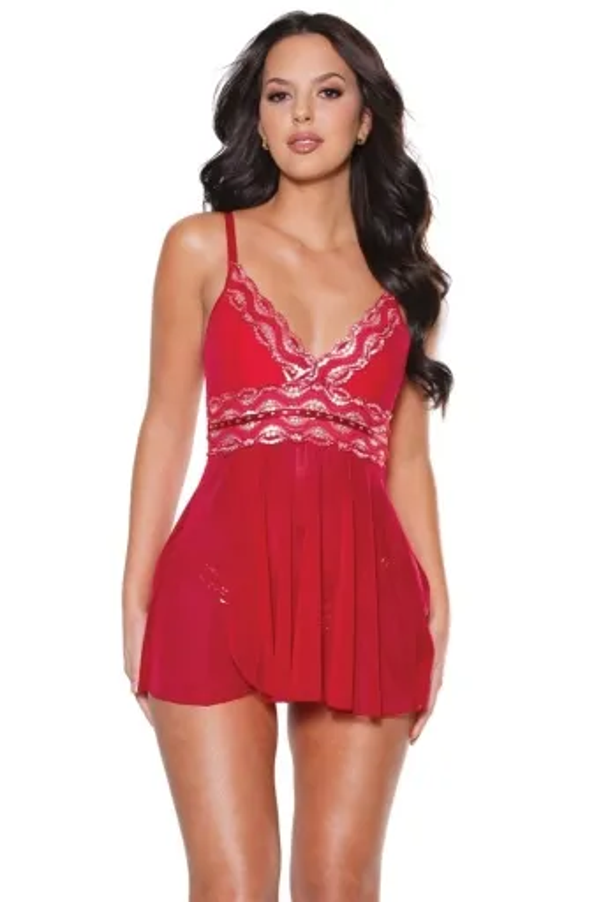 Coquette Babydoll and Thong Set in Red