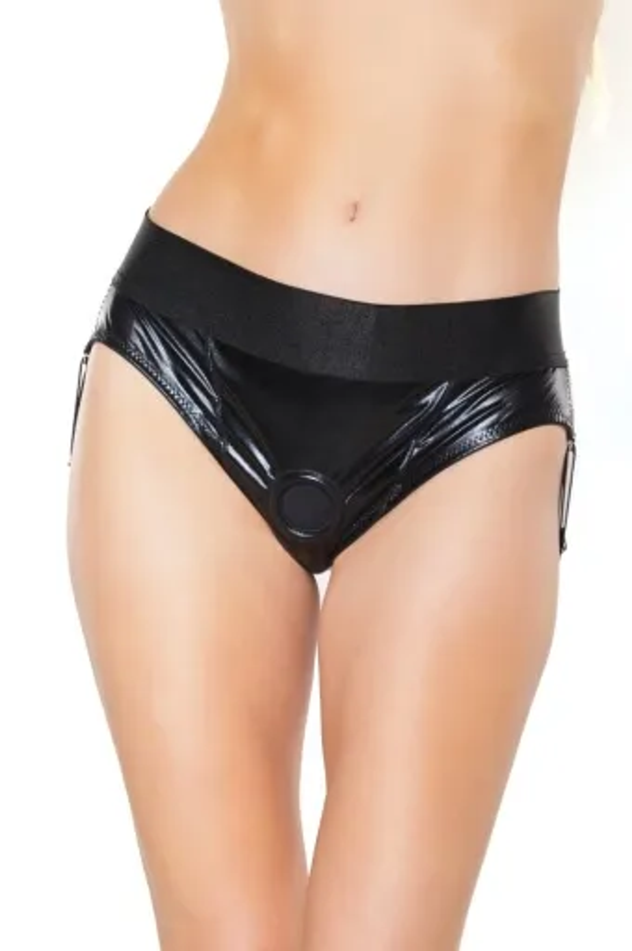Coquette Darque Pegging Thong | Black Strap-On Harness