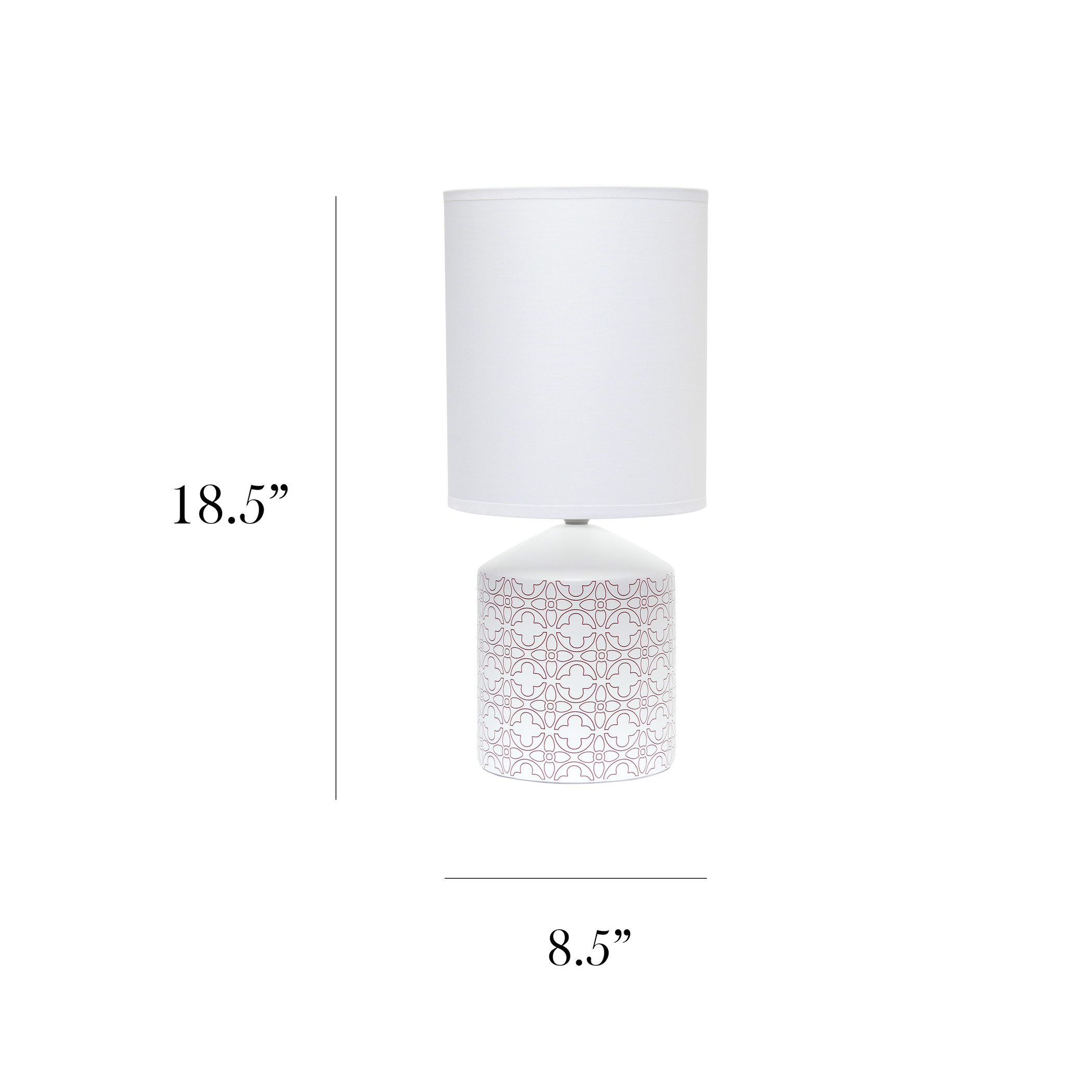 Table Lamp Illuminate Your Home Beautiful Repeat Pattern White Fabric Shade Various Color Options