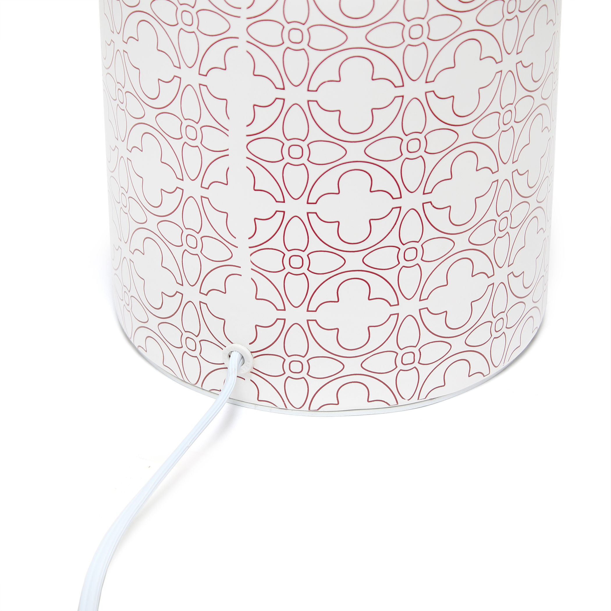 Table Lamp Illuminate Your Home Beautiful Repeat Pattern White Fabric Shade Various Color Options