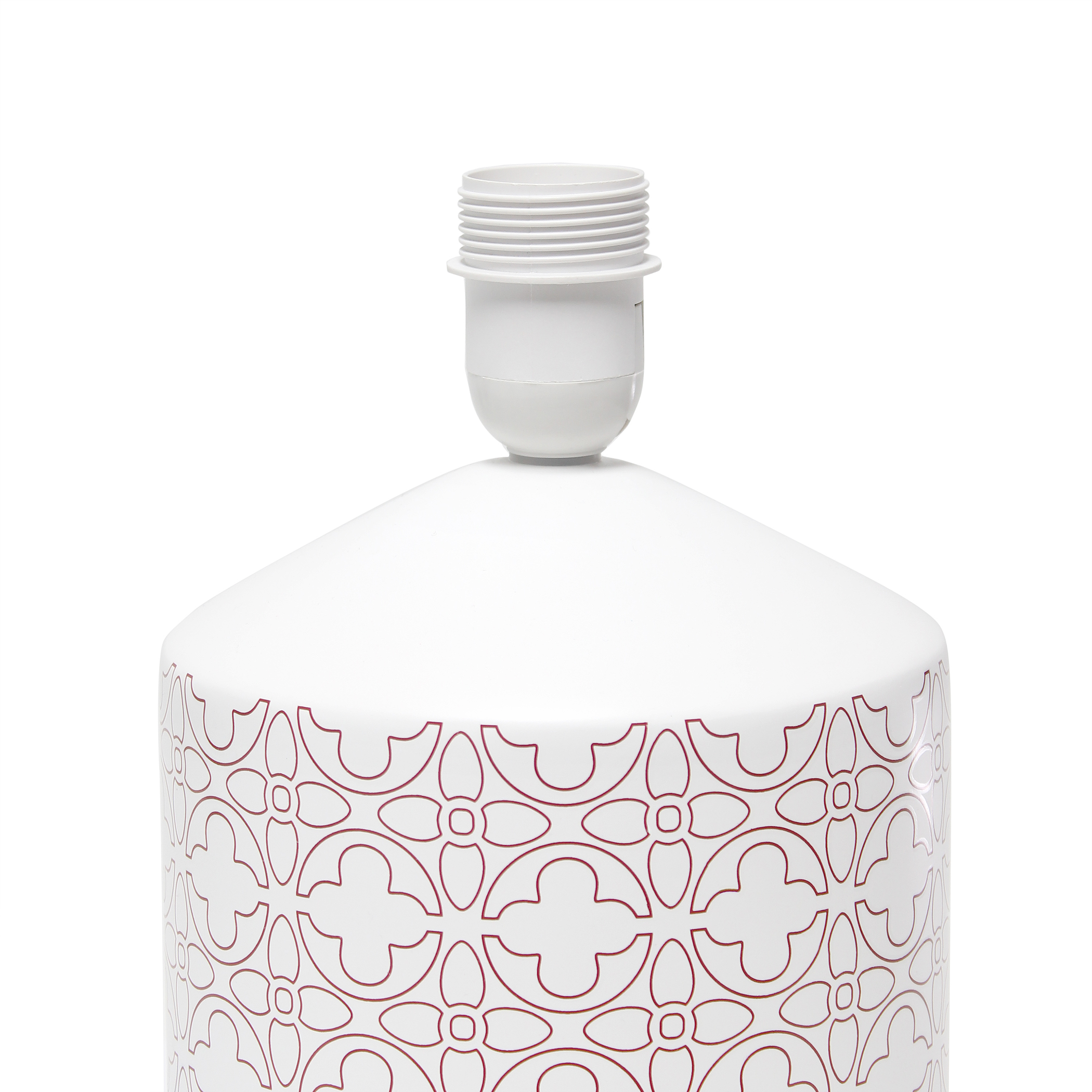 Table Lamp Illuminate Your Home Beautiful Repeat Pattern White Fabric Shade Various Color Options