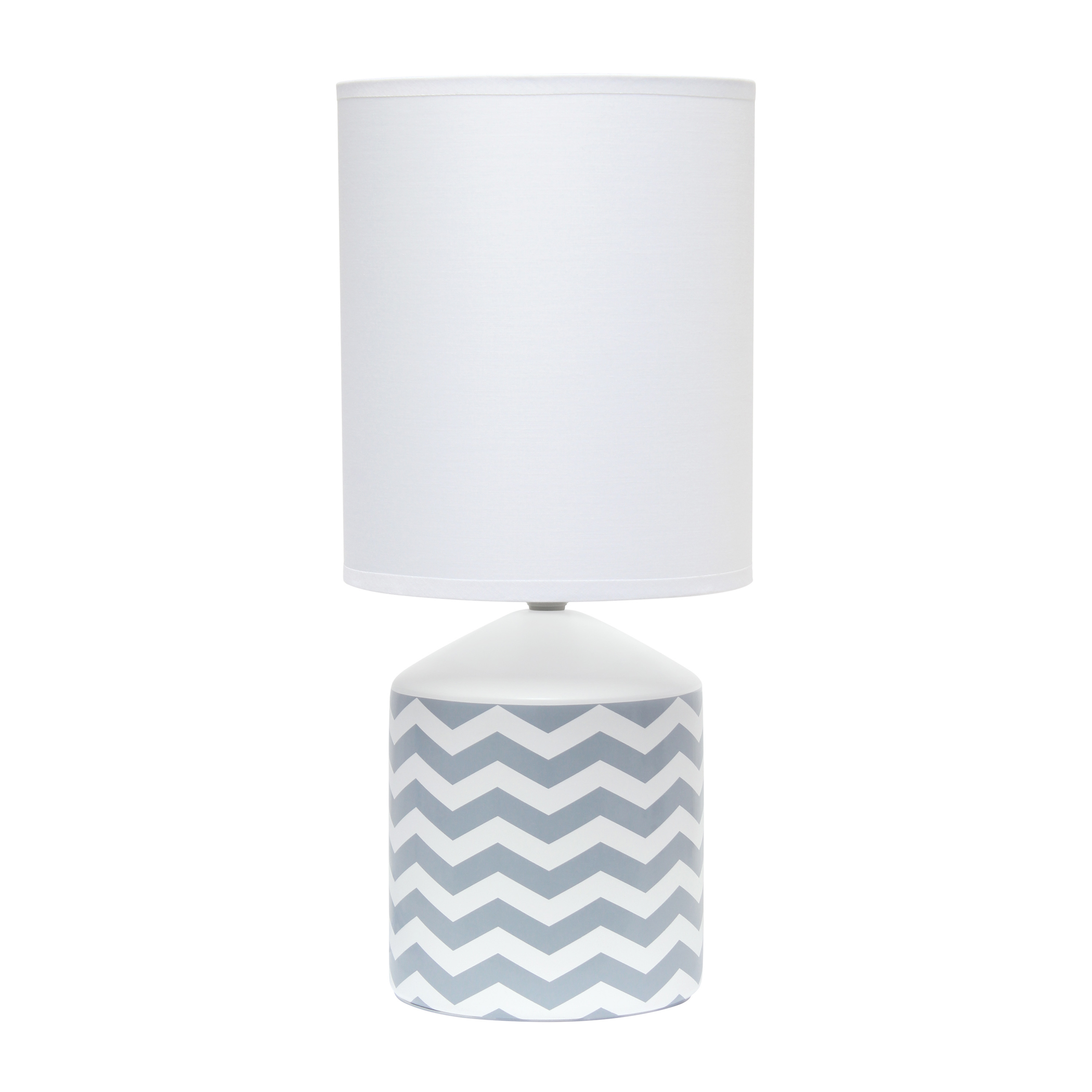 Table Lamp Spruce Up Lighting Beautiful Repeat Pattern Printed Base Clean White Fabric Shade Variety of Color Options