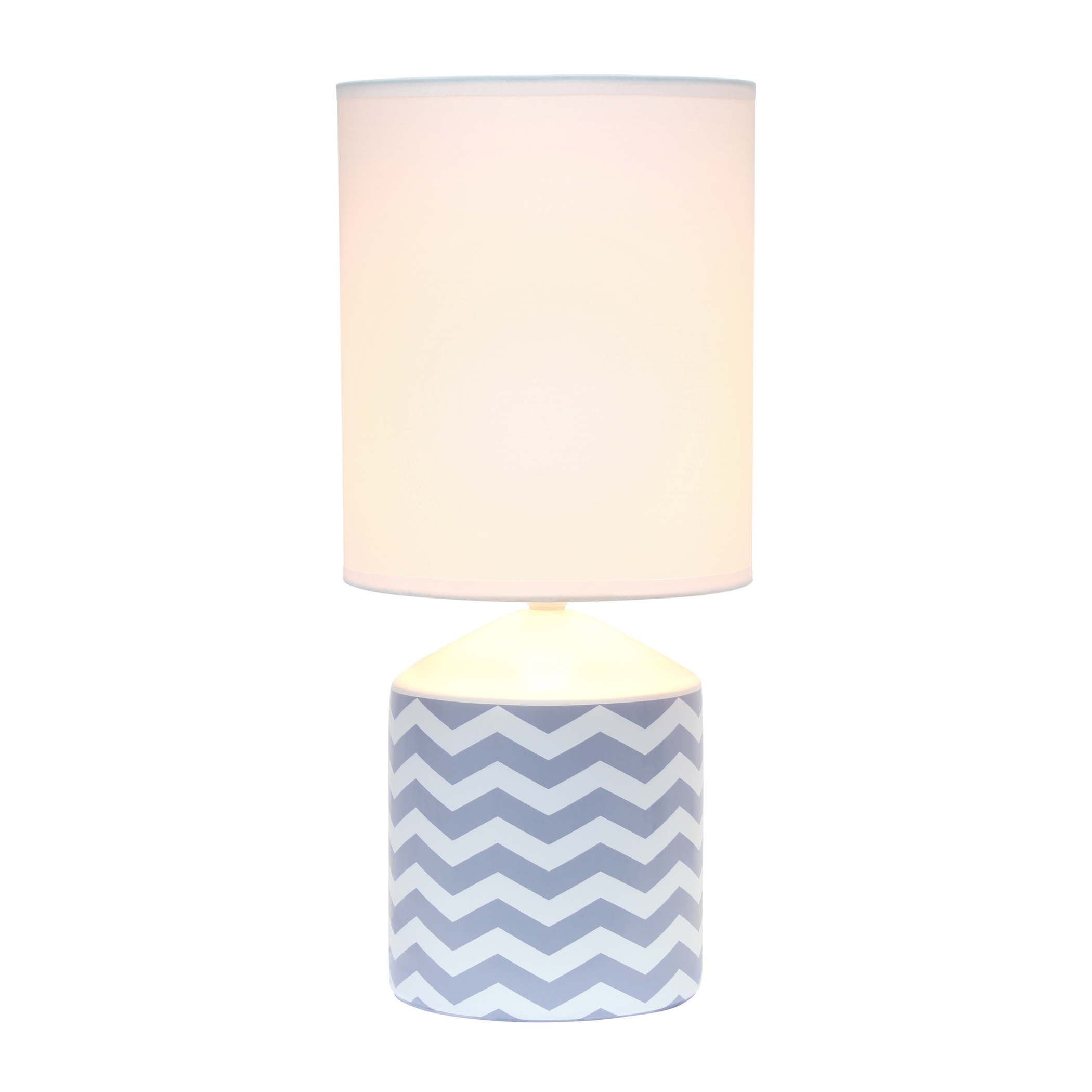 Table Lamp Spruce Up Lighting Beautiful Repeat Pattern Printed Base Clean White Fabric Shade Variety of Color Options