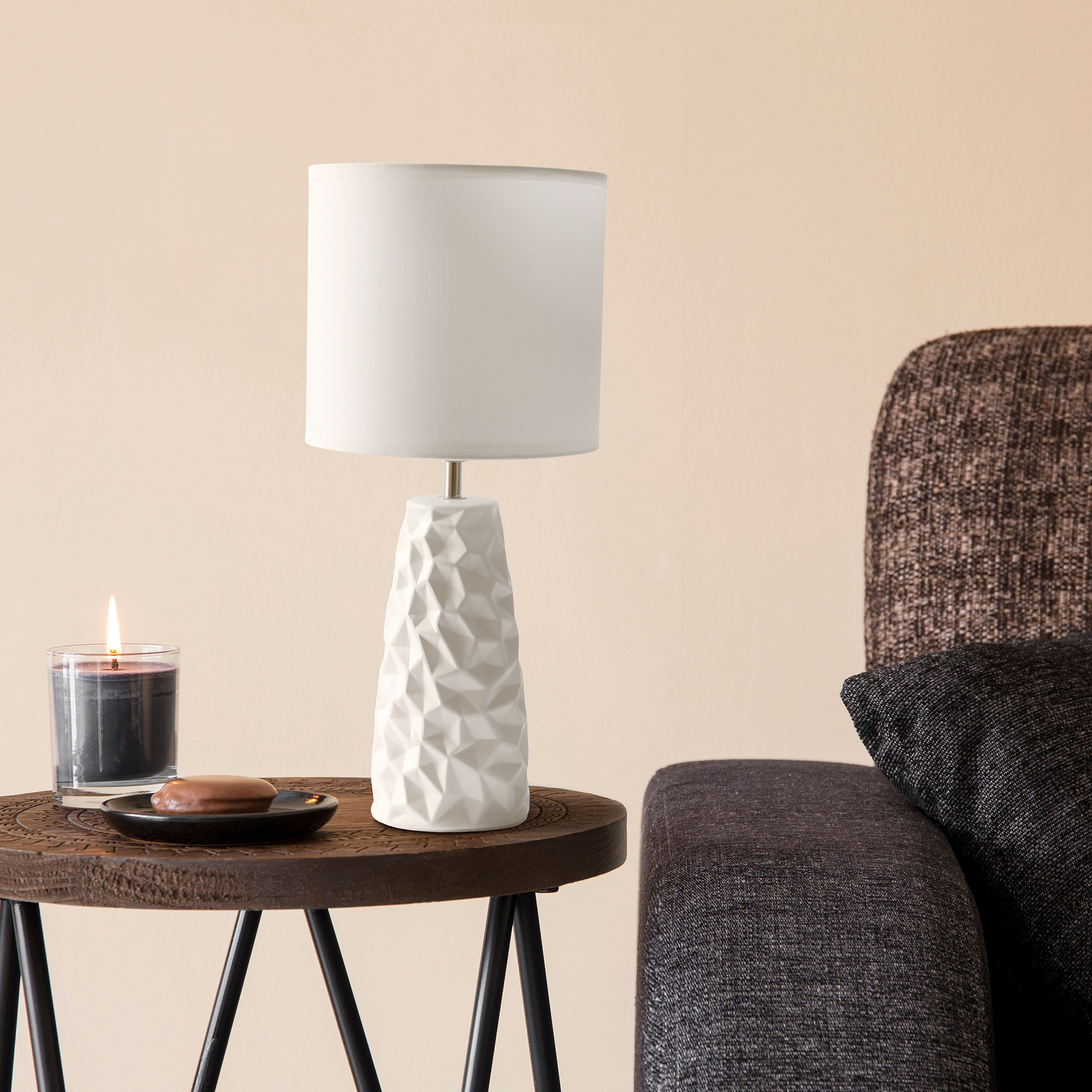 Table Lamp Illuminate Space Ceramic Base Fabric Shade Variety of Colors Suitable for Living Room Bedroom Office