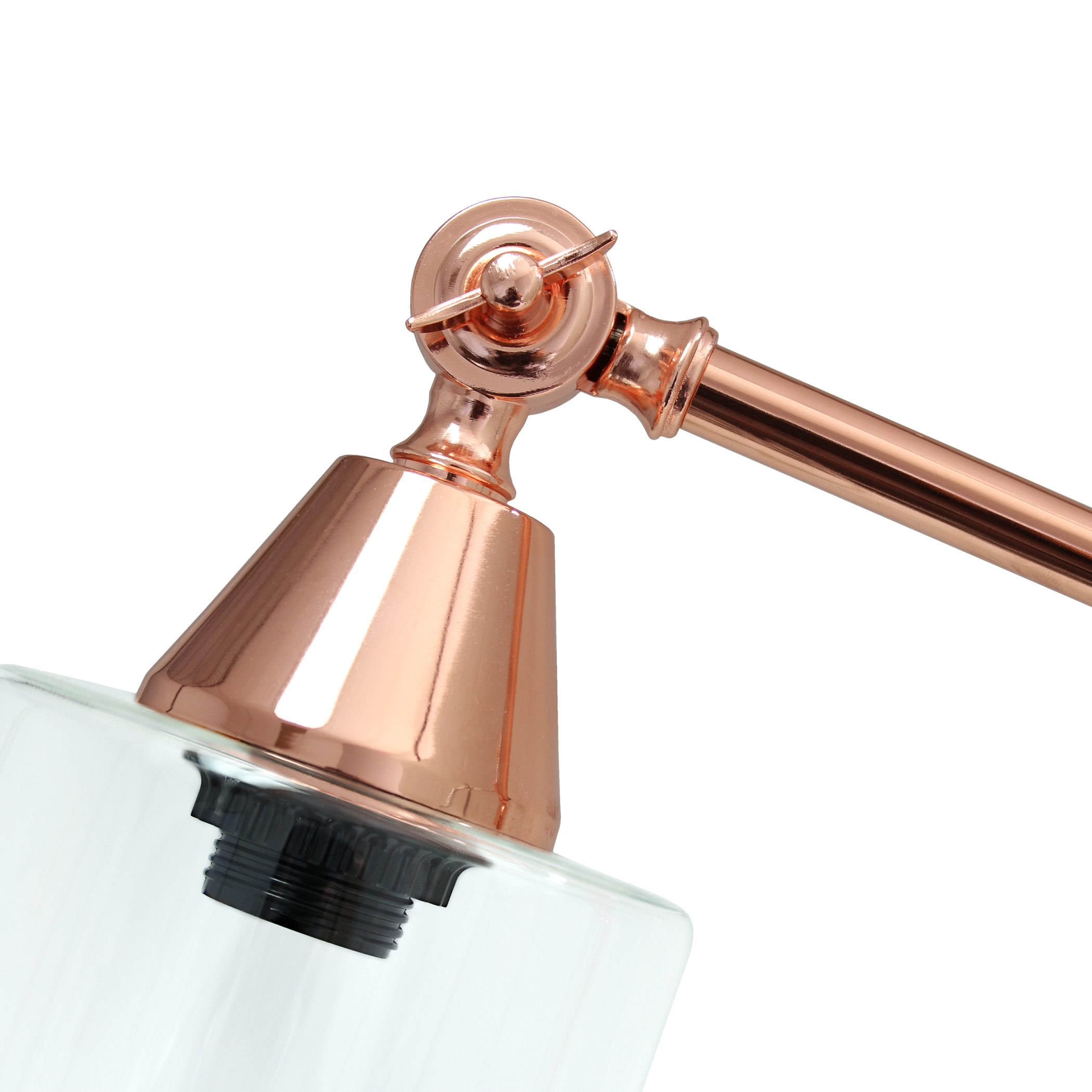 Desk Lamp Vertically Adjustable Metal Base Cylindrical Glass Shade Multiple Finishes Modern Design