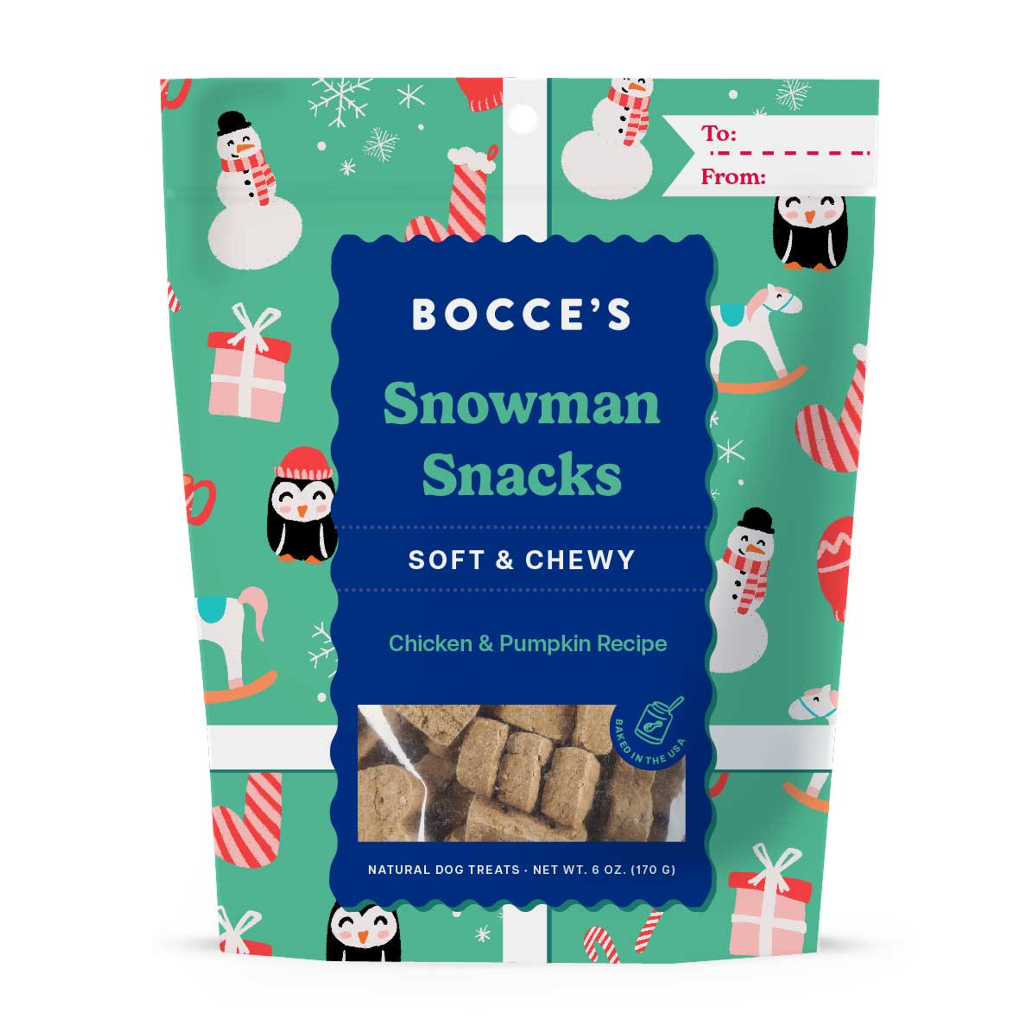 Bocce's Bakery Snowman Snacks Soft & Chewy Dog Treats Image 1