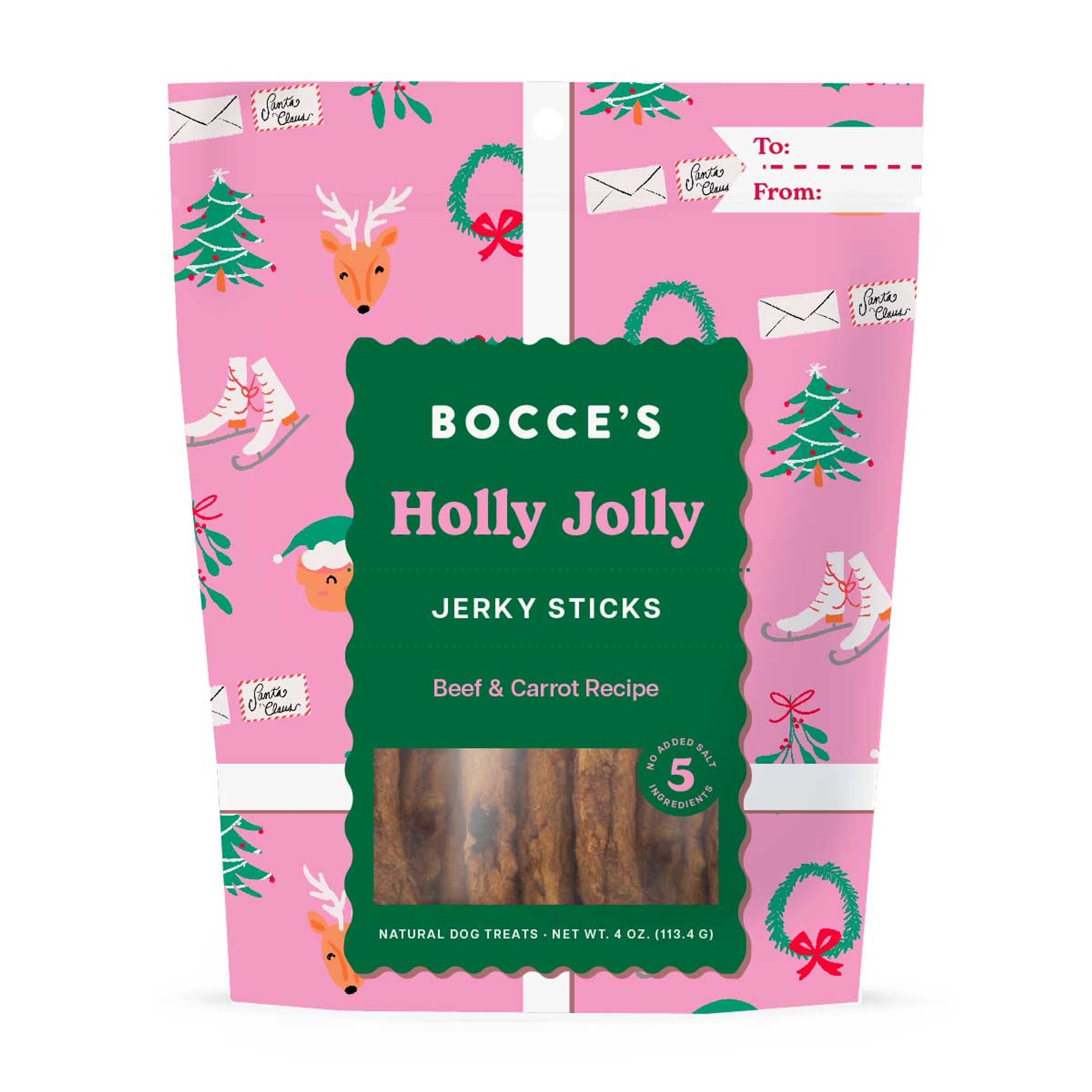 Bocce's Bakery Holly Jolly Jerky Sticks Dog Treats Image 1