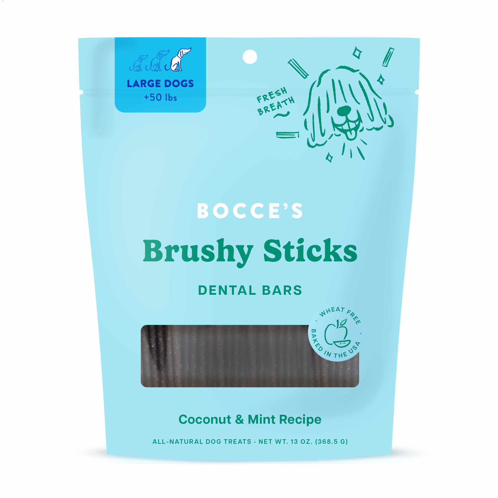 Bocce's Bakery Dailies Brushy Sticks Dog Large Dental Treats 13oz Image 1