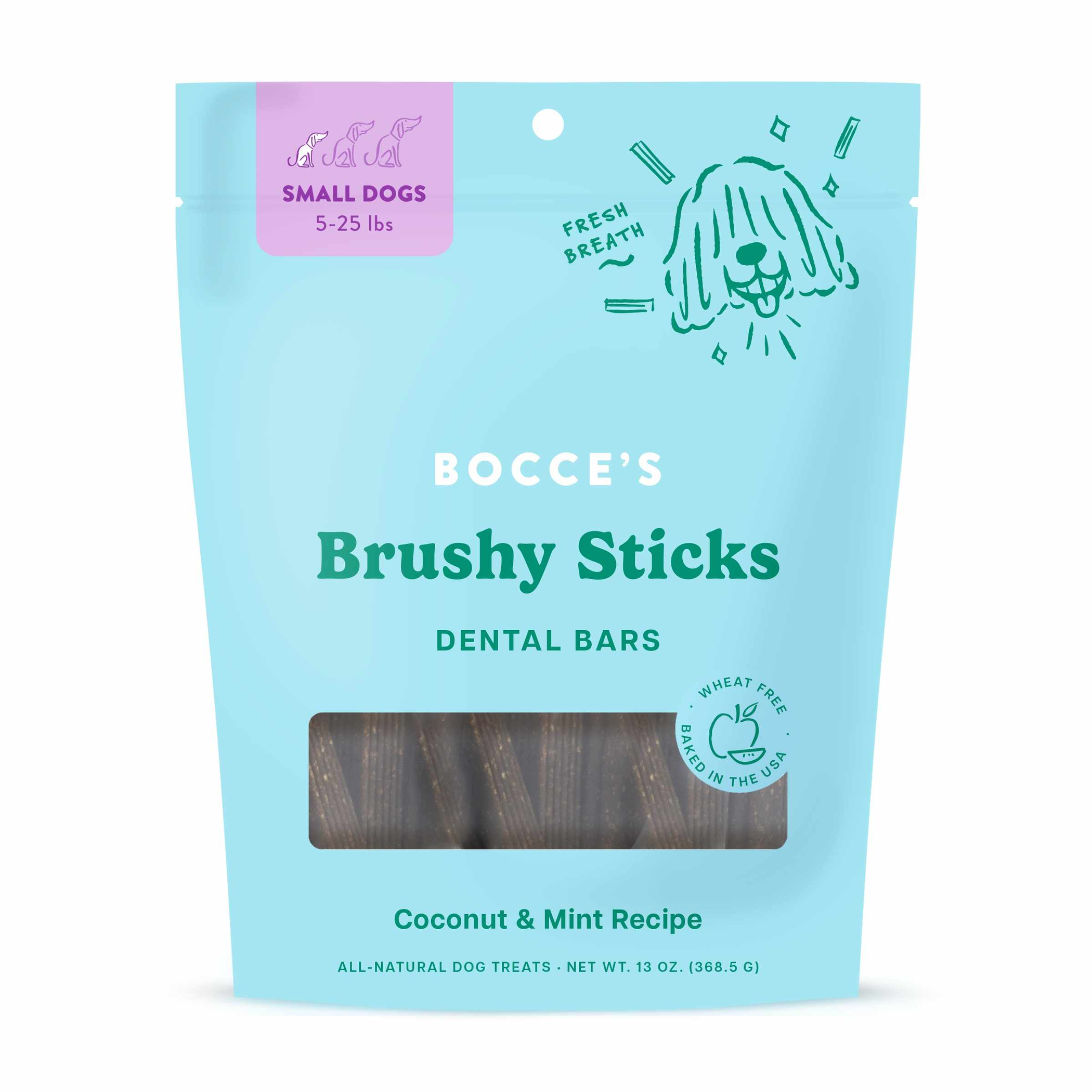 Bocce's Bakery Dailies Brushy Sticks Small Dog Dental Treats 13oz Image 1