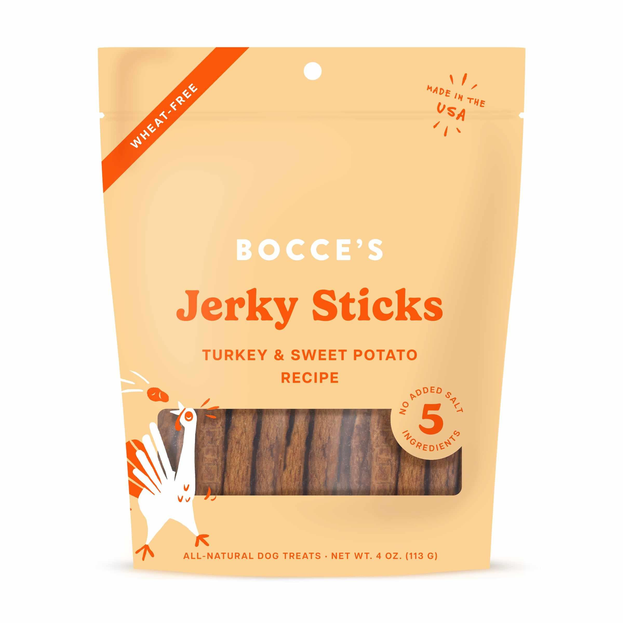 Bocce's Bakery Turkey Grazers Jerky Sticks Dog Treats 4oz Image 1