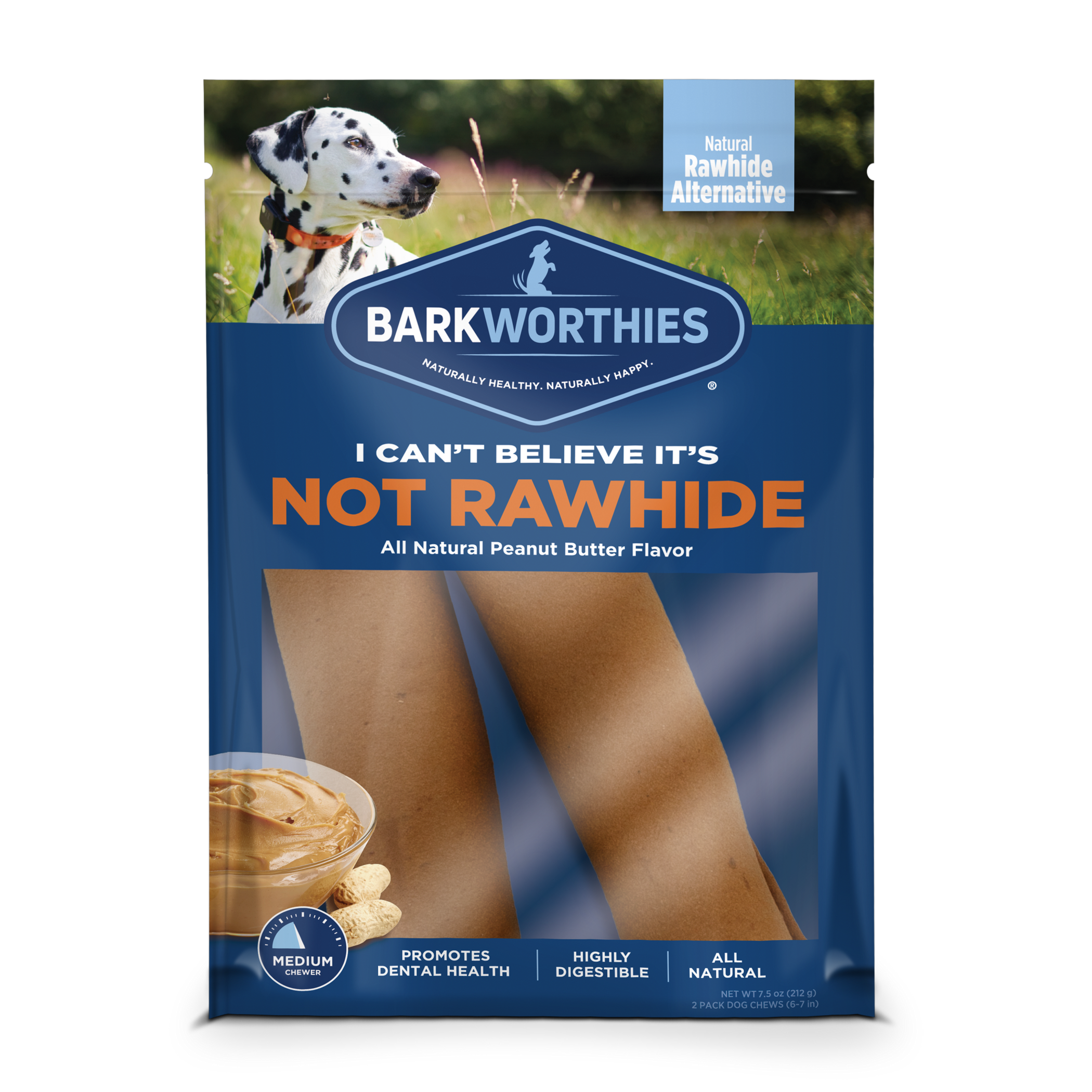Barkworthies I Can't Believe It's Not Rawhide Rolls Peanut Butter Image 1