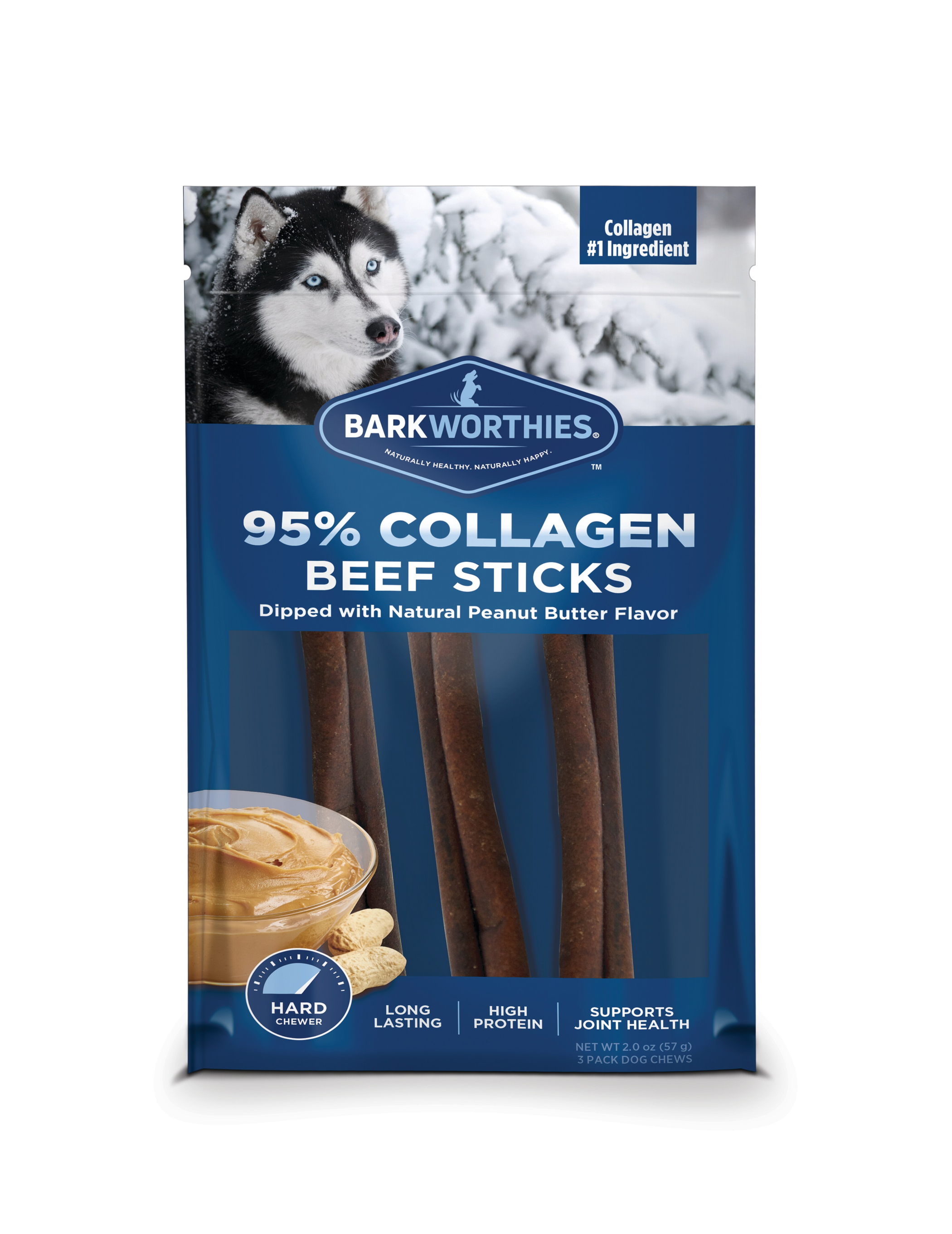 Barkworthies Collagen Beef Sticks Peanut Butter Flavor 6