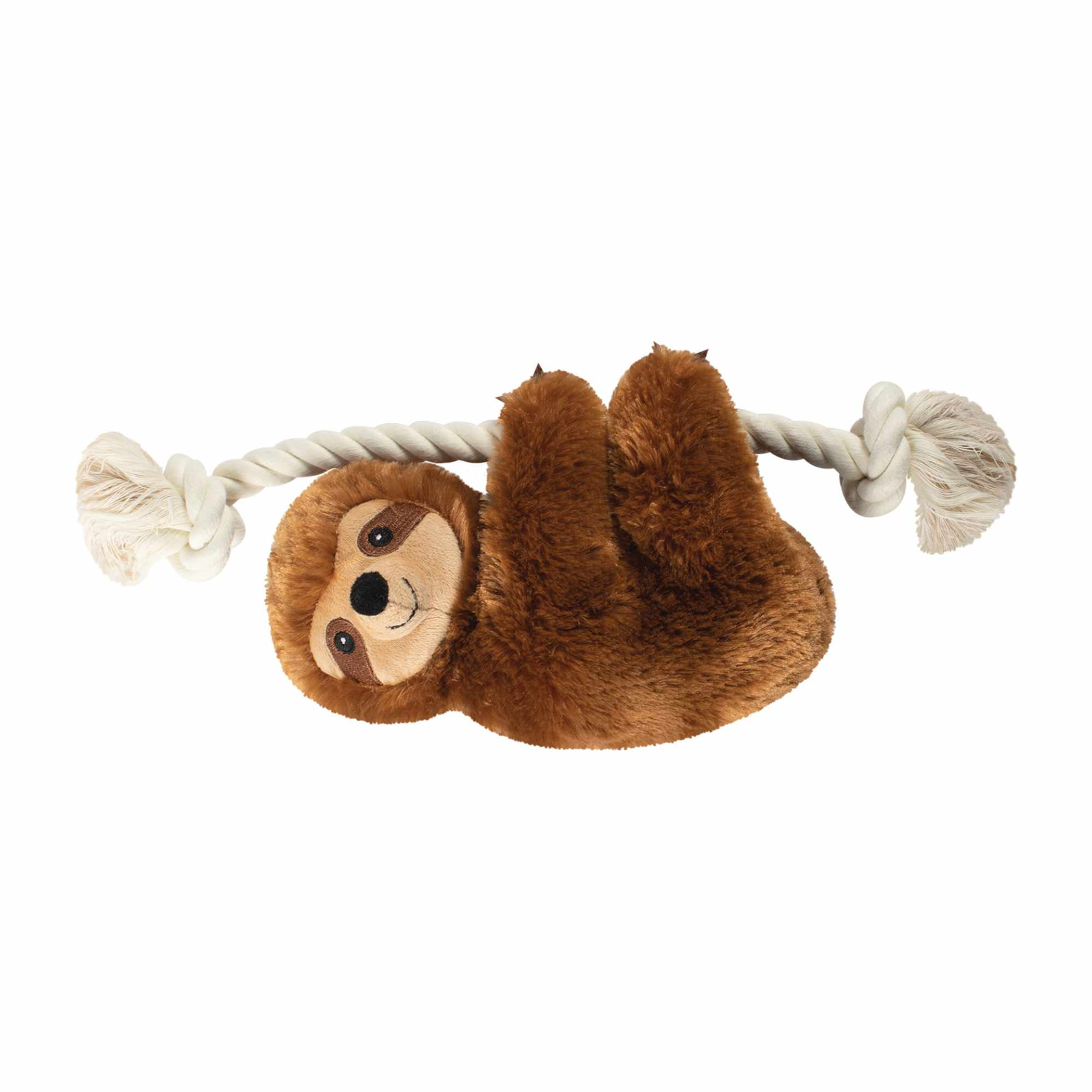 PetShop by Fringe Studio Brown Sloth on a Rope Plush Dog Toy Image 1