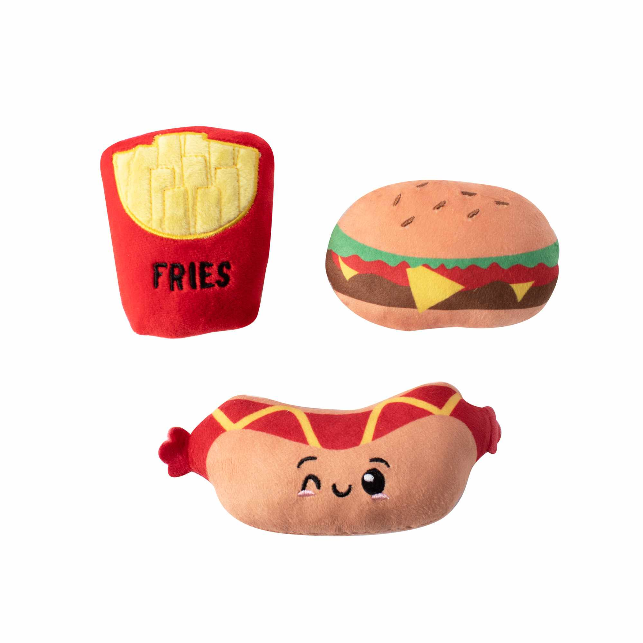 PetShop by Fringe Studio Fast Foods Plush Dog Toy Set Small 3pc Image 1