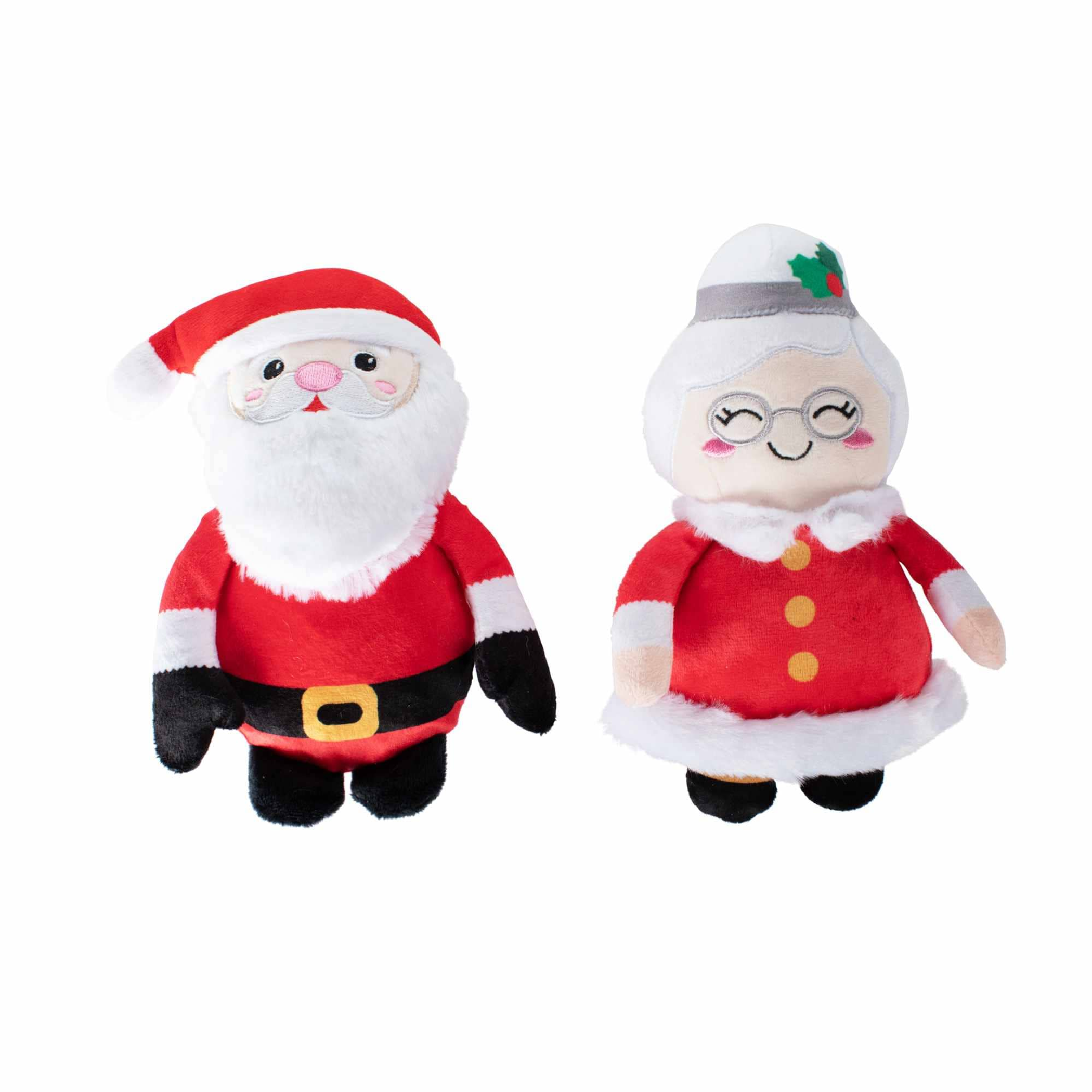 PetShop by Fringe Studio Mr. & Mrs. Santa Paws Plush Dog Toy Set 2pc Image 1