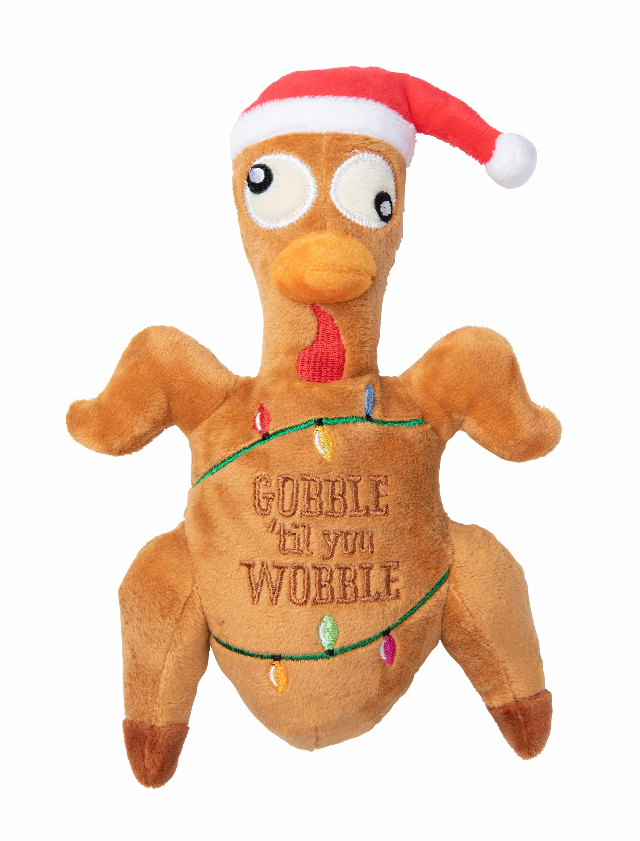FuzzYard Gobble Til You Wobble Turkey Plush Dog Toy Image 1