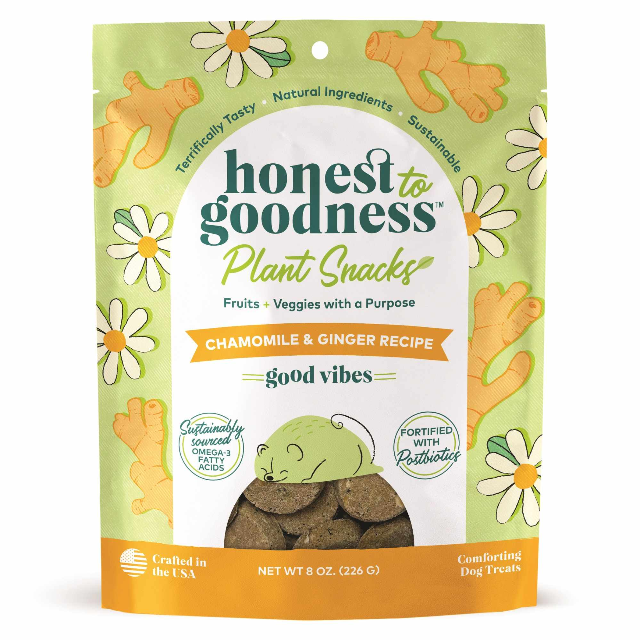Honest To Goodness(TM) Plant Snacks Good Vibes Chamomile & Ginger Recipe Dog Treats 8oz Image 1