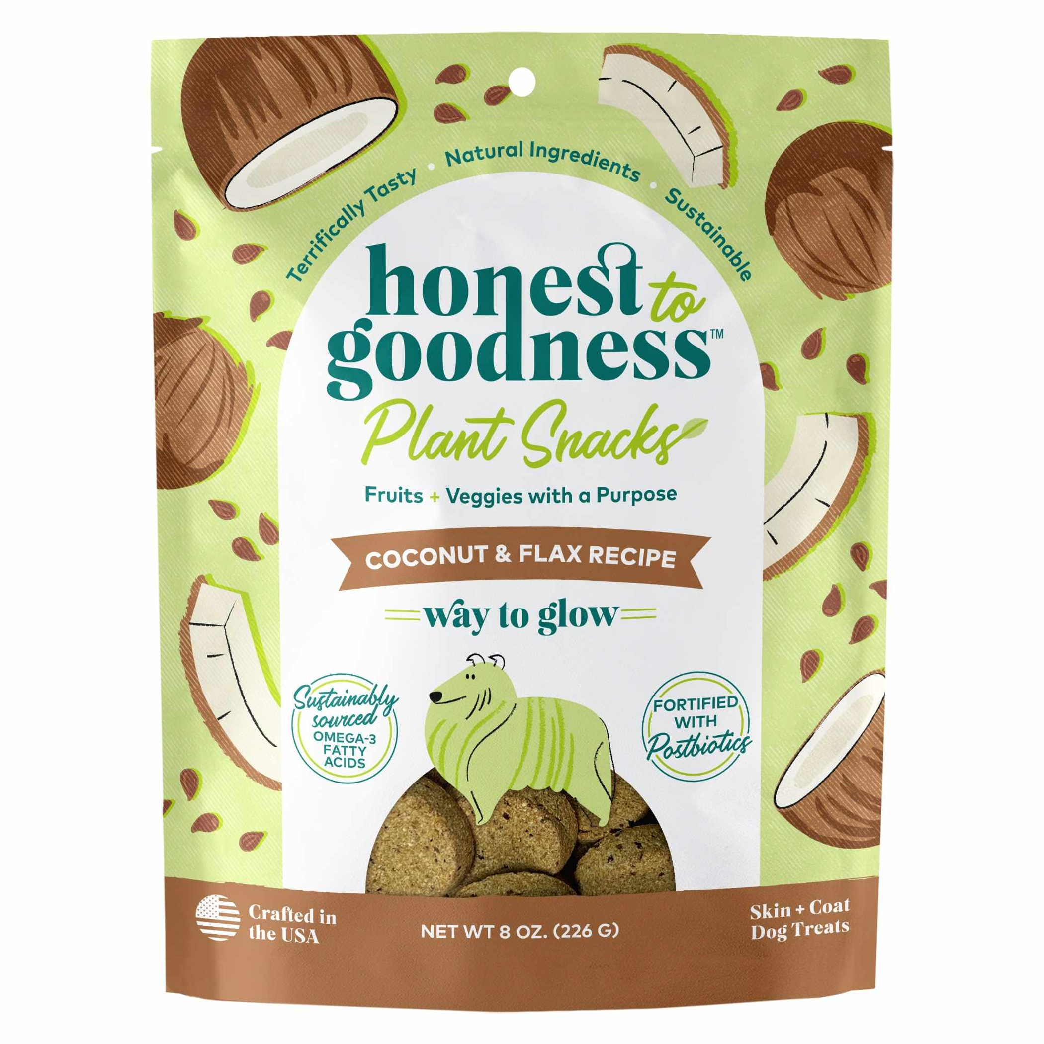 Honest To Goodness(TM) Plant Snacks Way to Glow Coconut & Flax Recipe Dog Treats 8oz Image 1