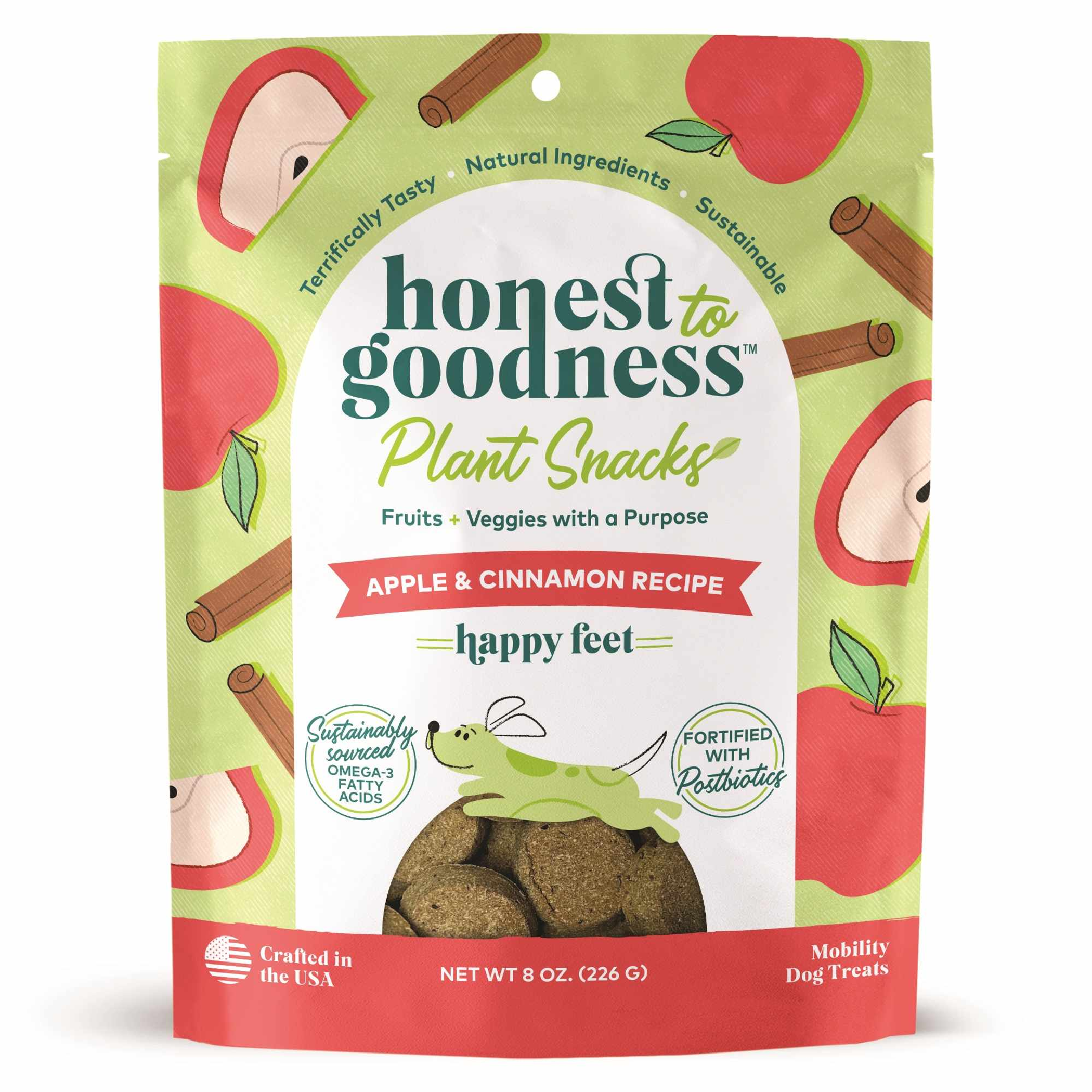 Honest To Goodness(TM) Plant Snacks Happy Feet Apple & Cinnamon Recipe Dog Treats 8oz Image 1