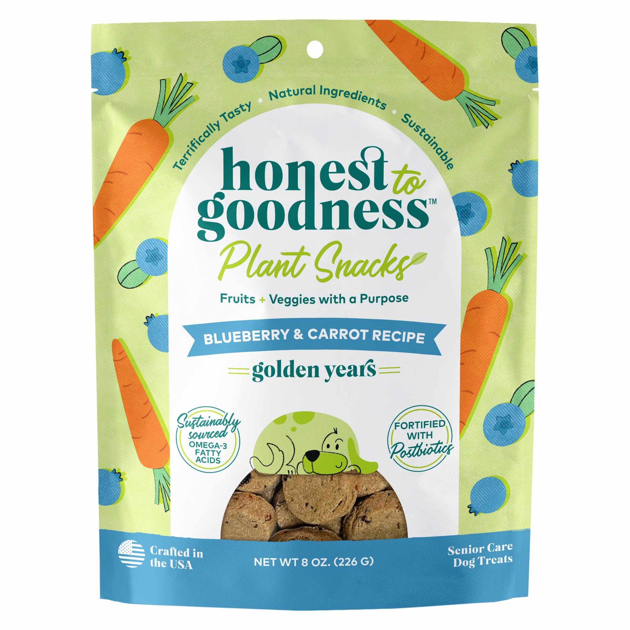 Honest To Goodness(TM) Plant Snacks Golden Years Blueberry & Carrot Recipe Dog Treats 8oz Image 1