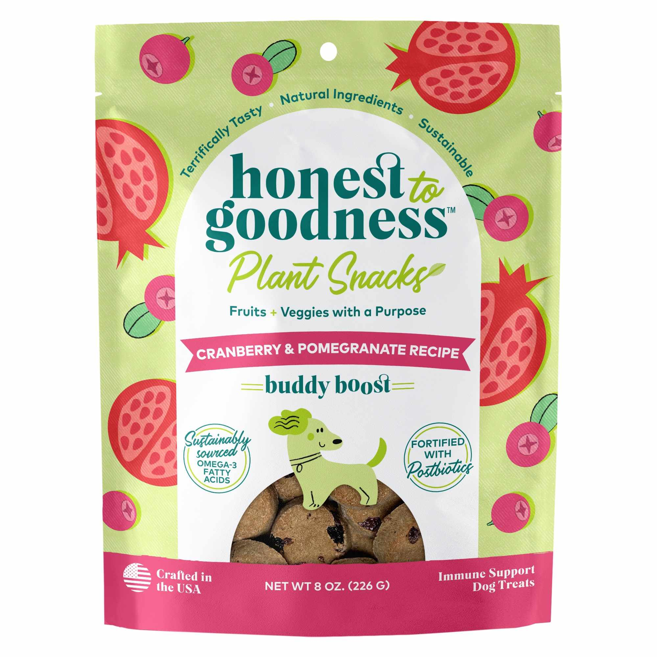 Honest To Goodness(TM) Plant Snacks Buddy Boost Cranberry & Pomegranate Recipe Dog Treats 8oz Image 1